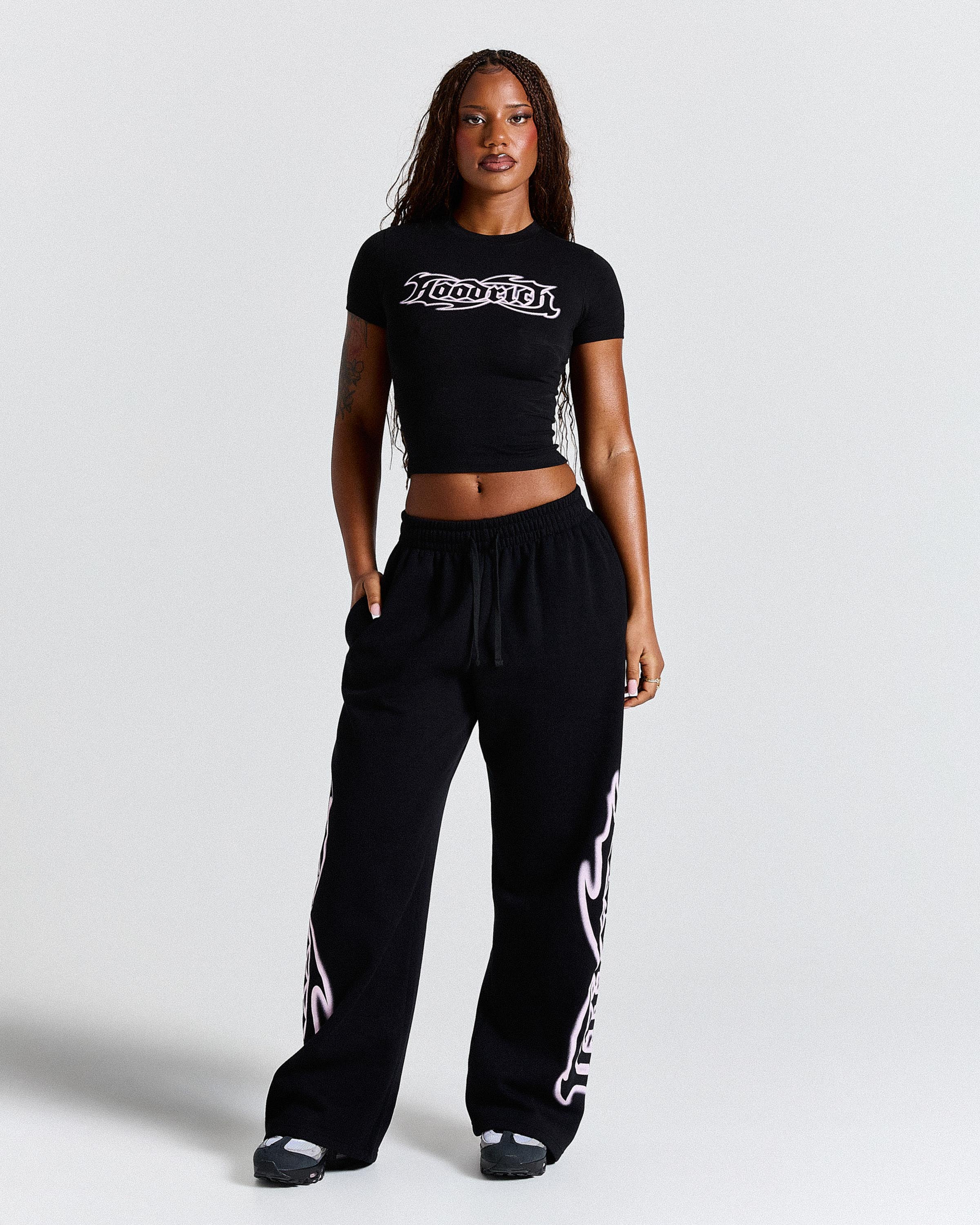 Asha Fitted Tee - Black/Pink - Image 2