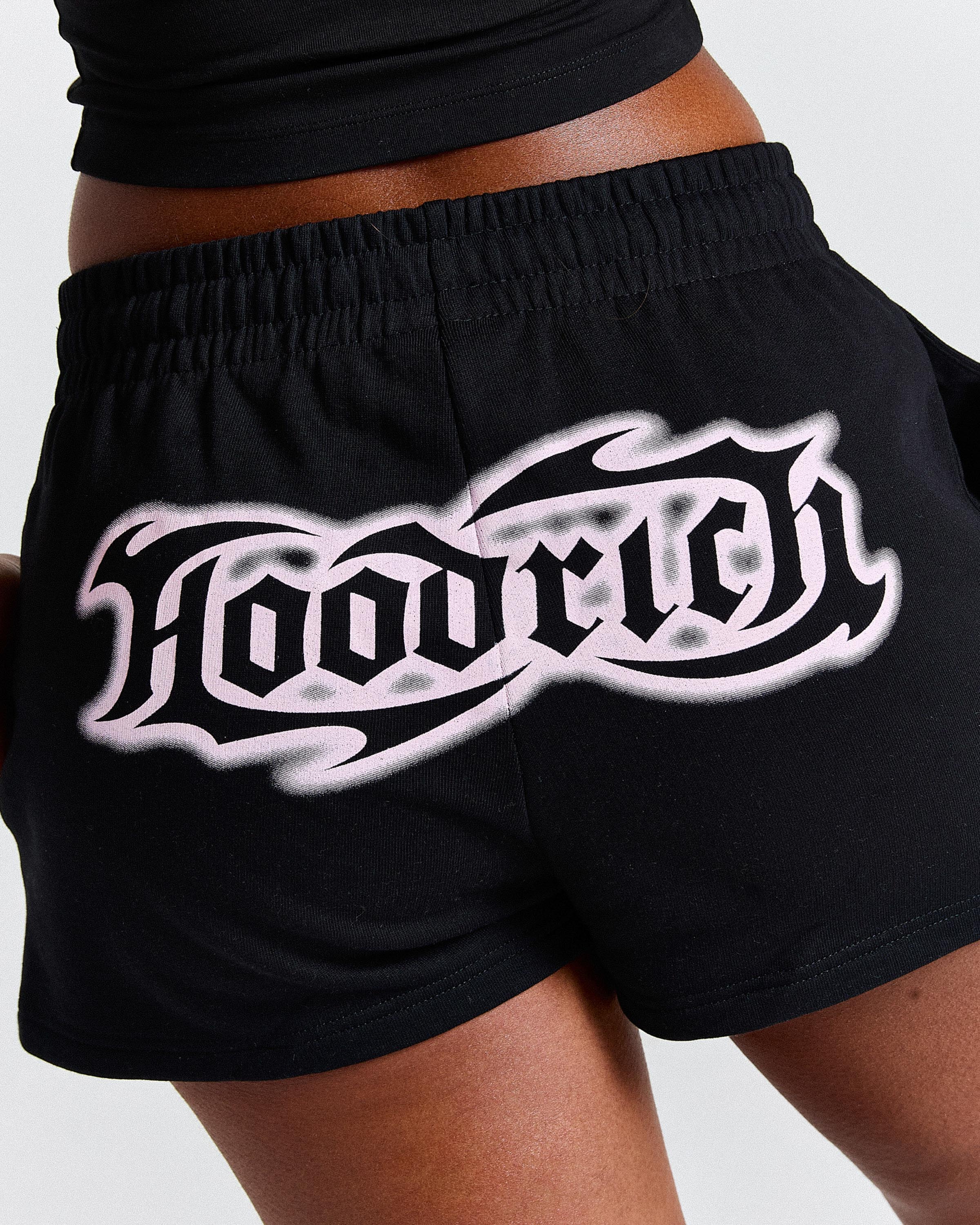 Asha Mini Sweatshorts - Black/Pink
