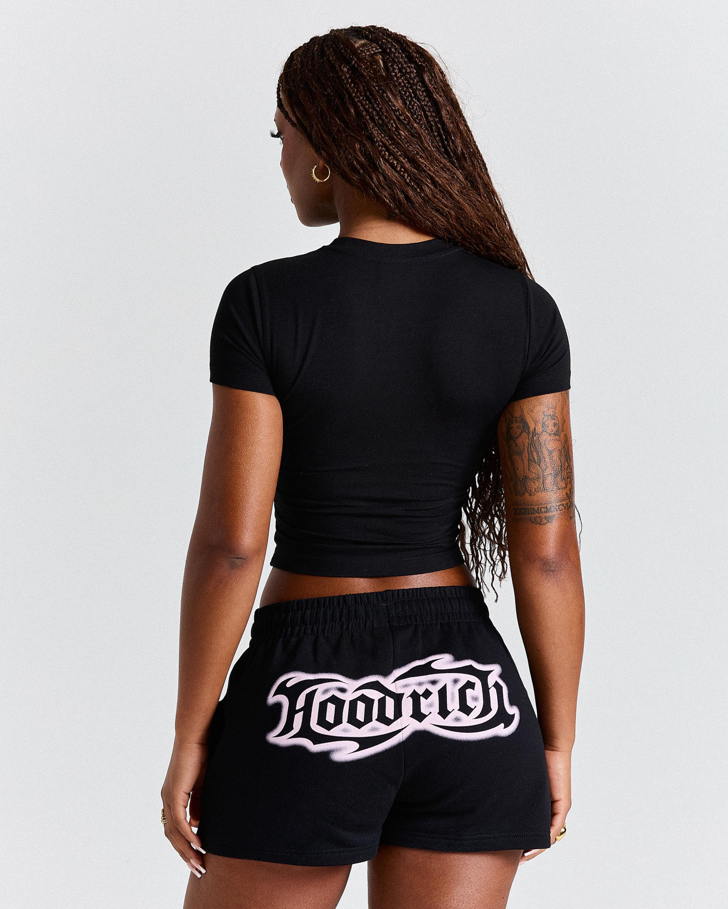 Asha Mini Sweatshorts - Black/Pink - Image 4