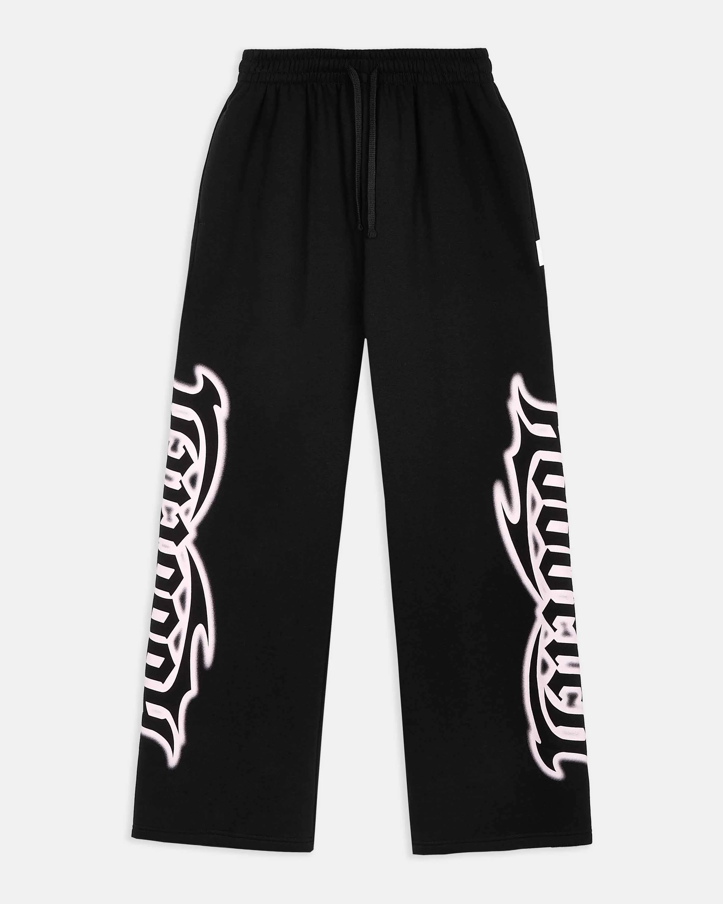Asha Oversized Wide Leg Joggers - Black/Pink - Image 3
