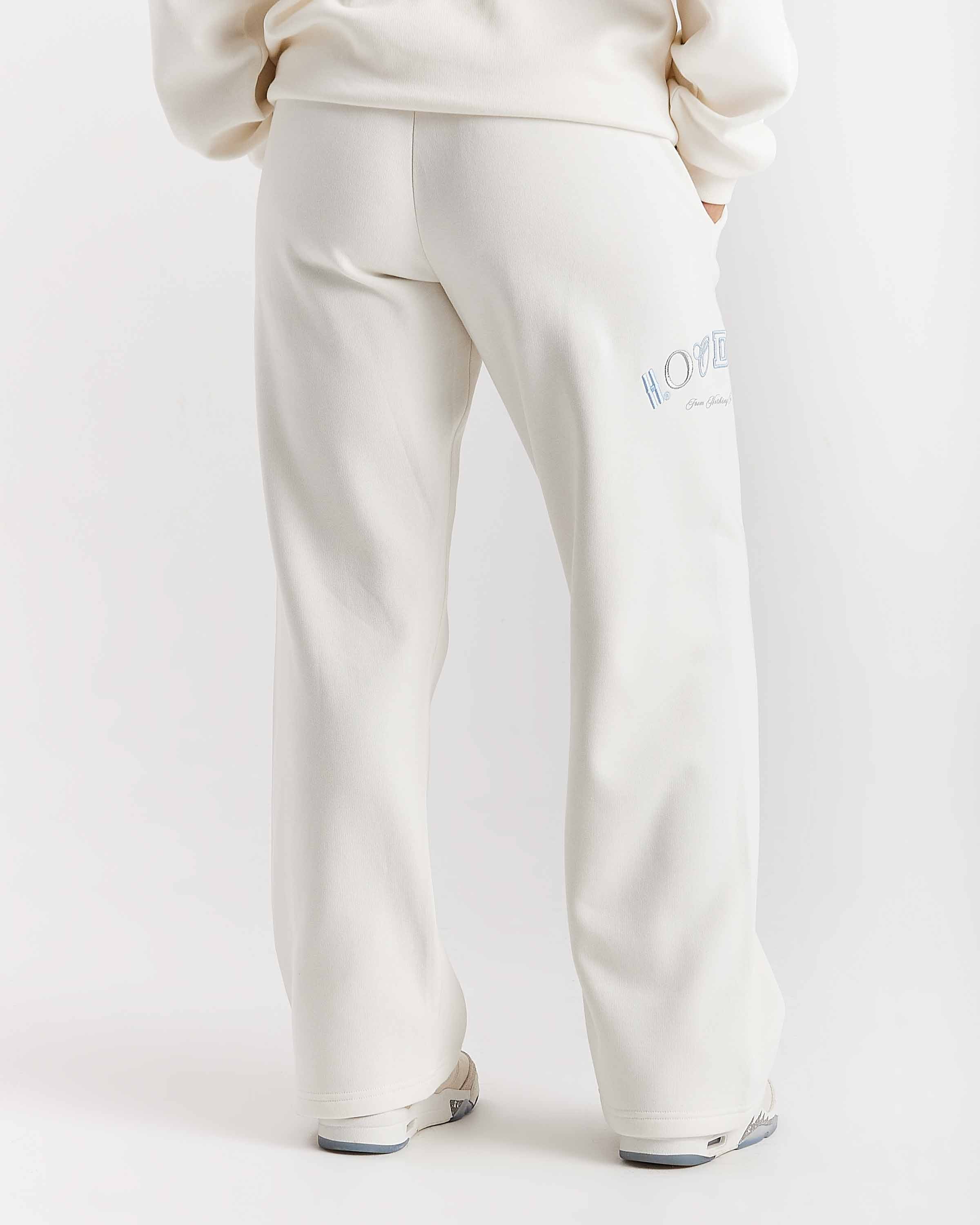 Calor Oversized Wide Leg Joggers - Off White/Blue - Image 2