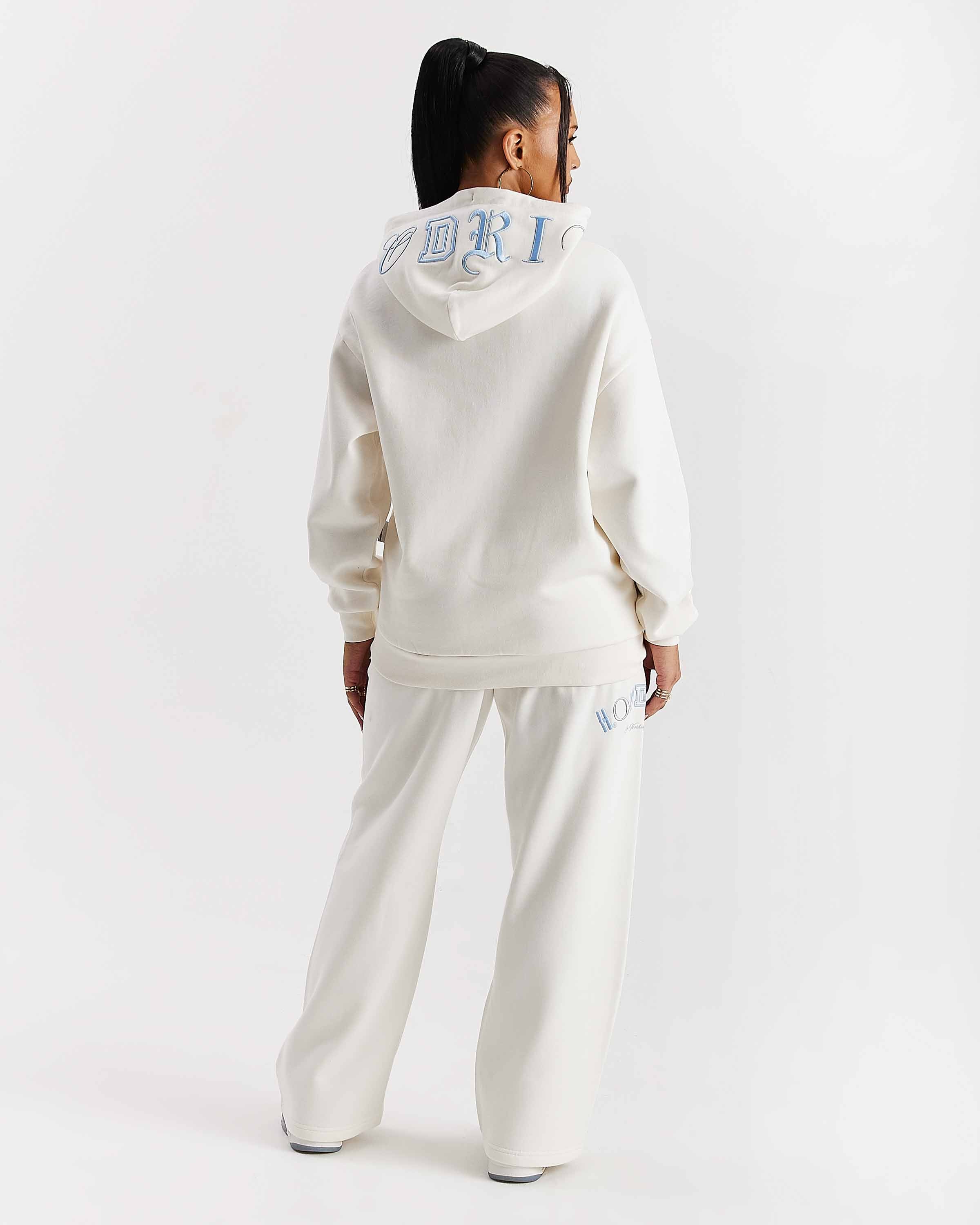 Calor Oversized Wide Leg Joggers - Off White/Blue - Image 4