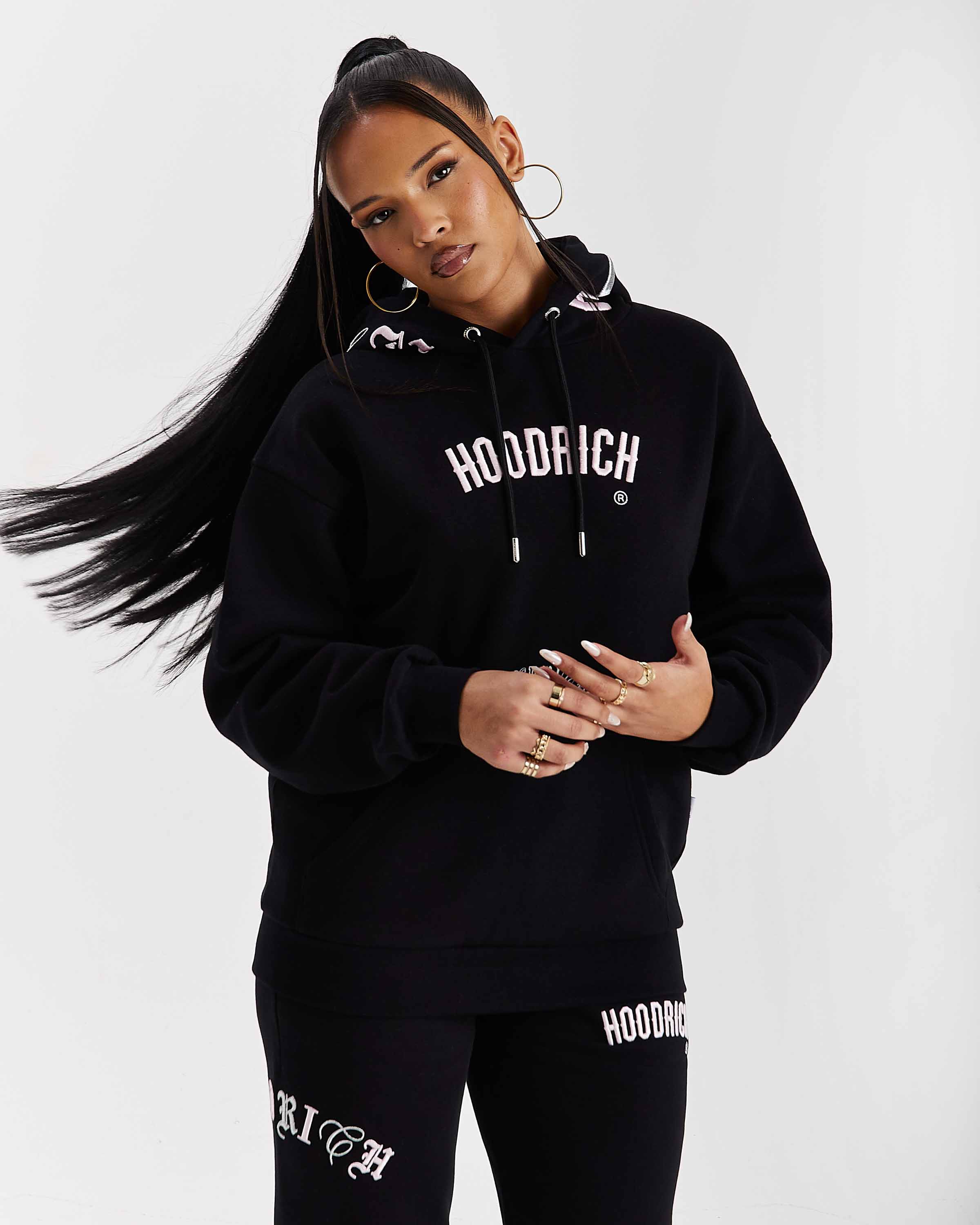 Calor Oversized Hoodie - Black/Pink/Silver - Image 8