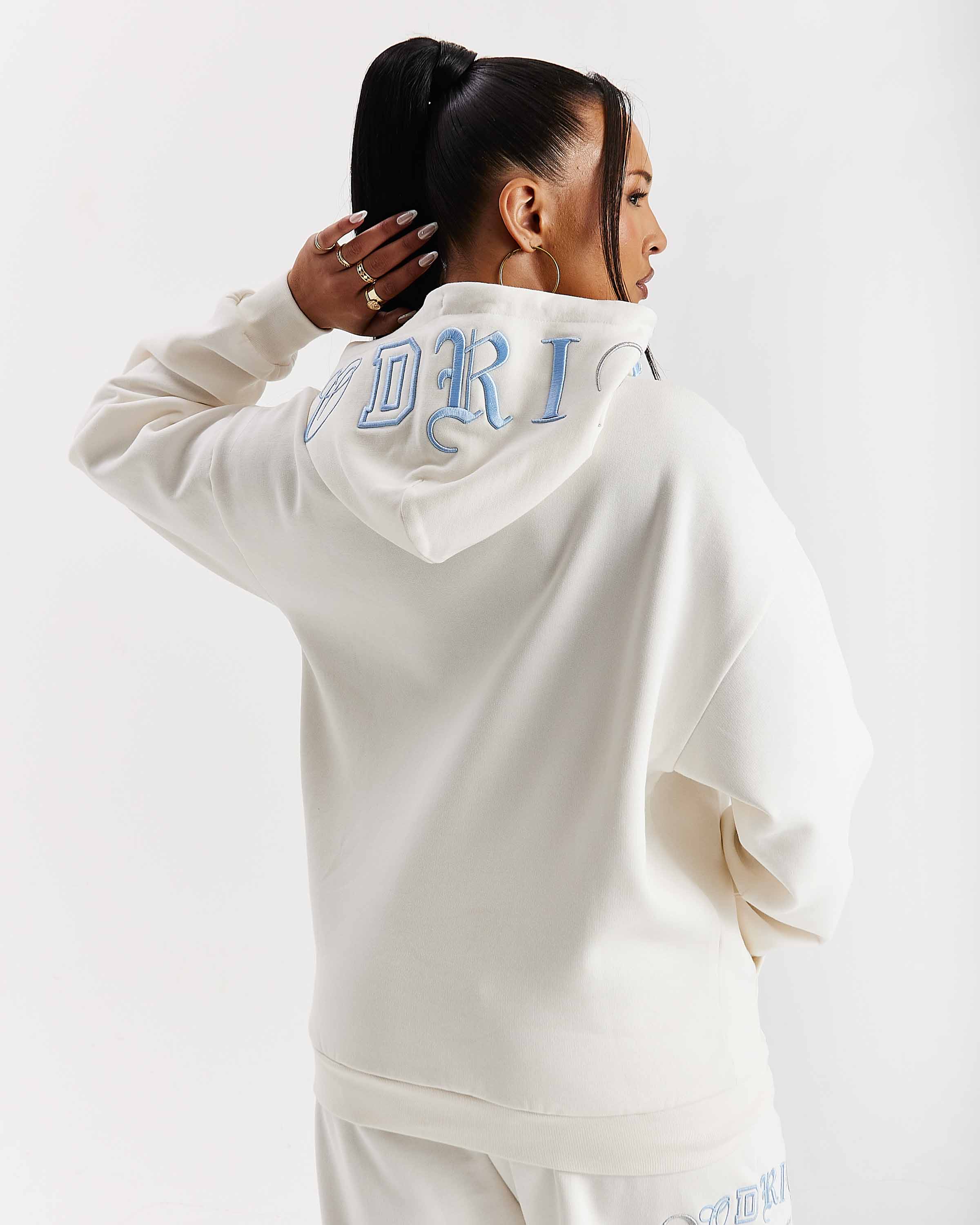 Calor Oversized Hoodie - Off White/Blue - Image 2