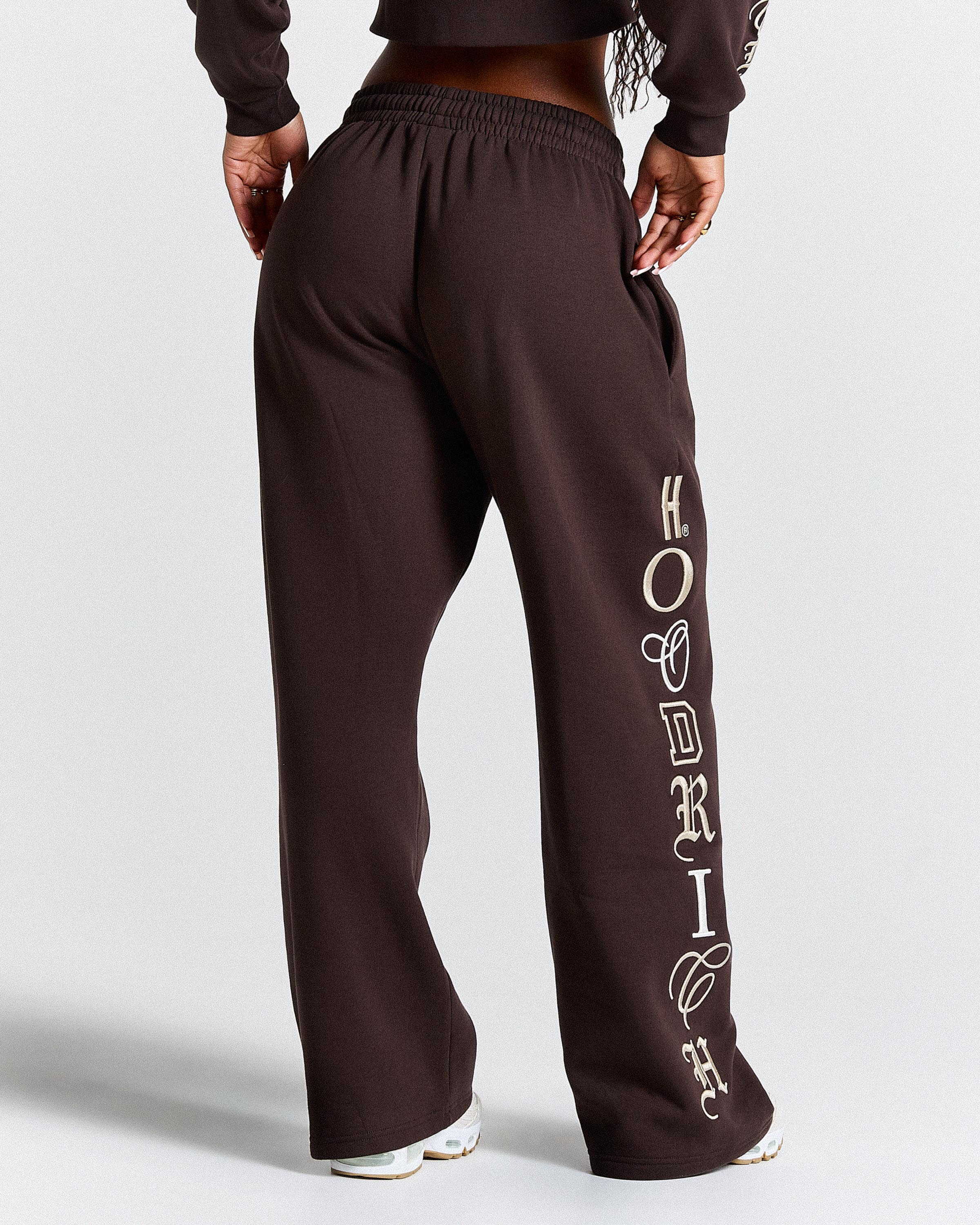 Calor Oversized Wide Leg Joggers - Brown/White - Image 6
