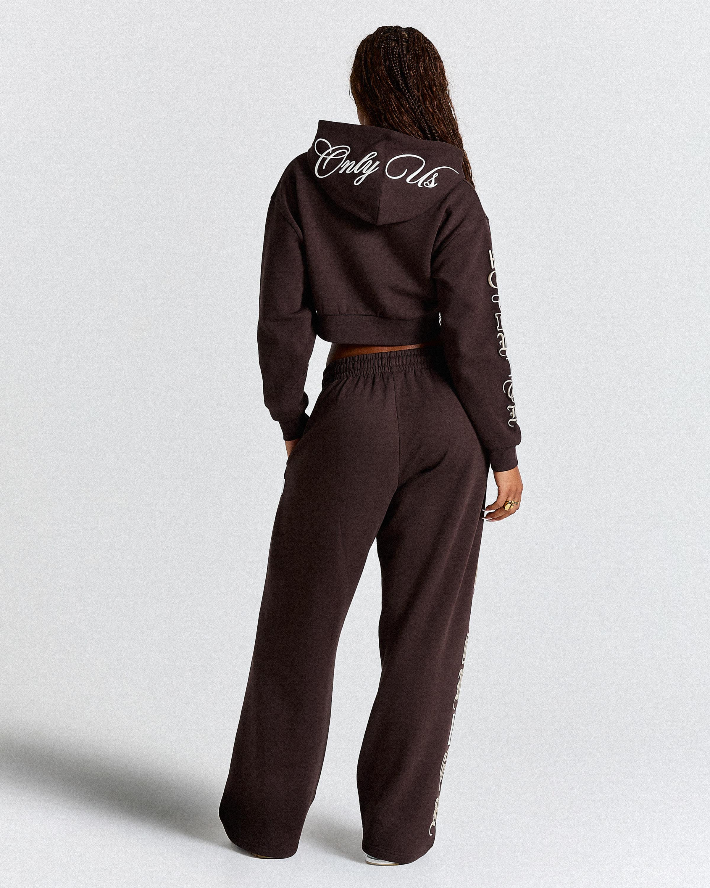 Calor Oversized Wide Leg Joggers - Brown/White - Image 8
