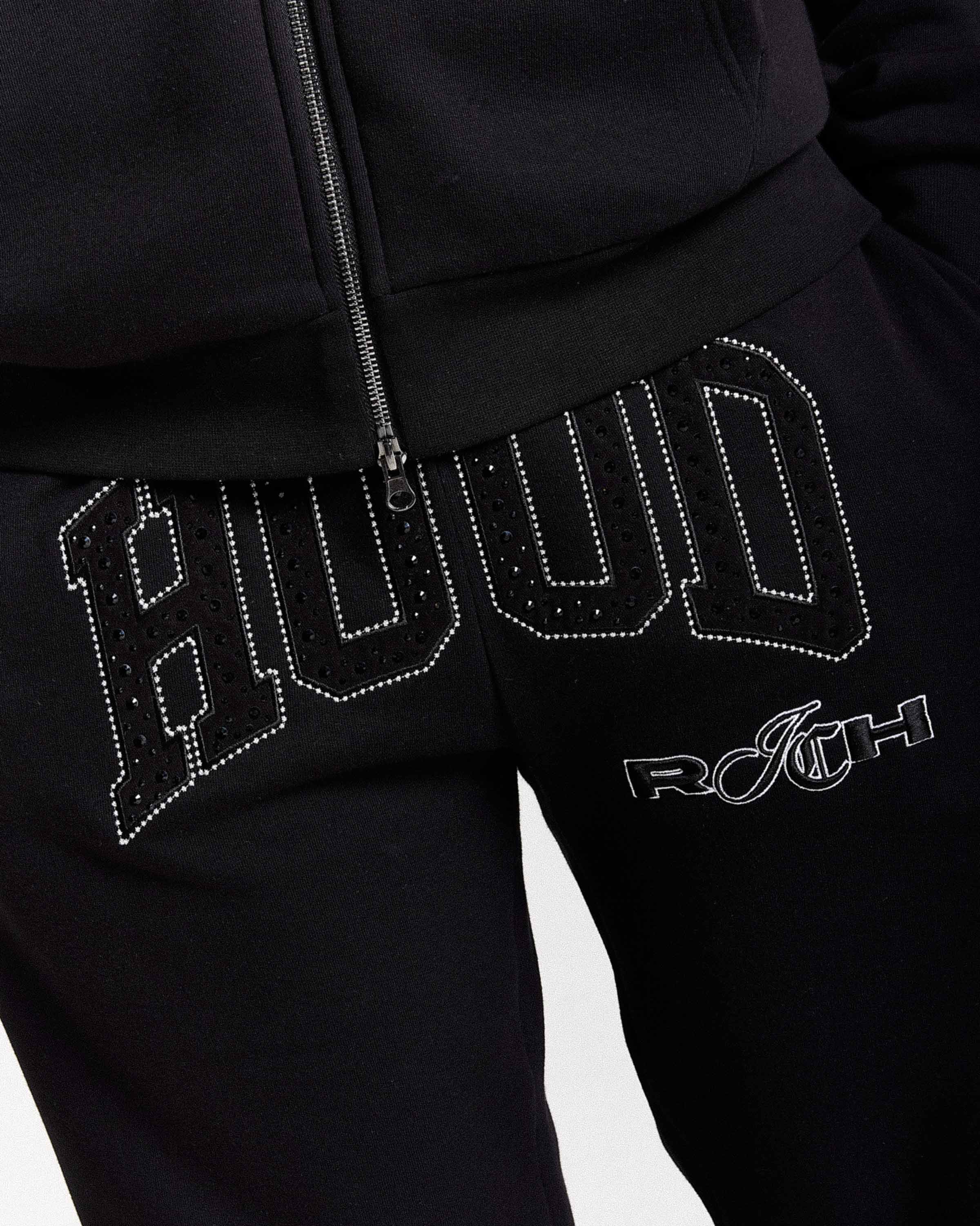 Captain Oversized Wide Leg Joggers - Black/White - Image 4