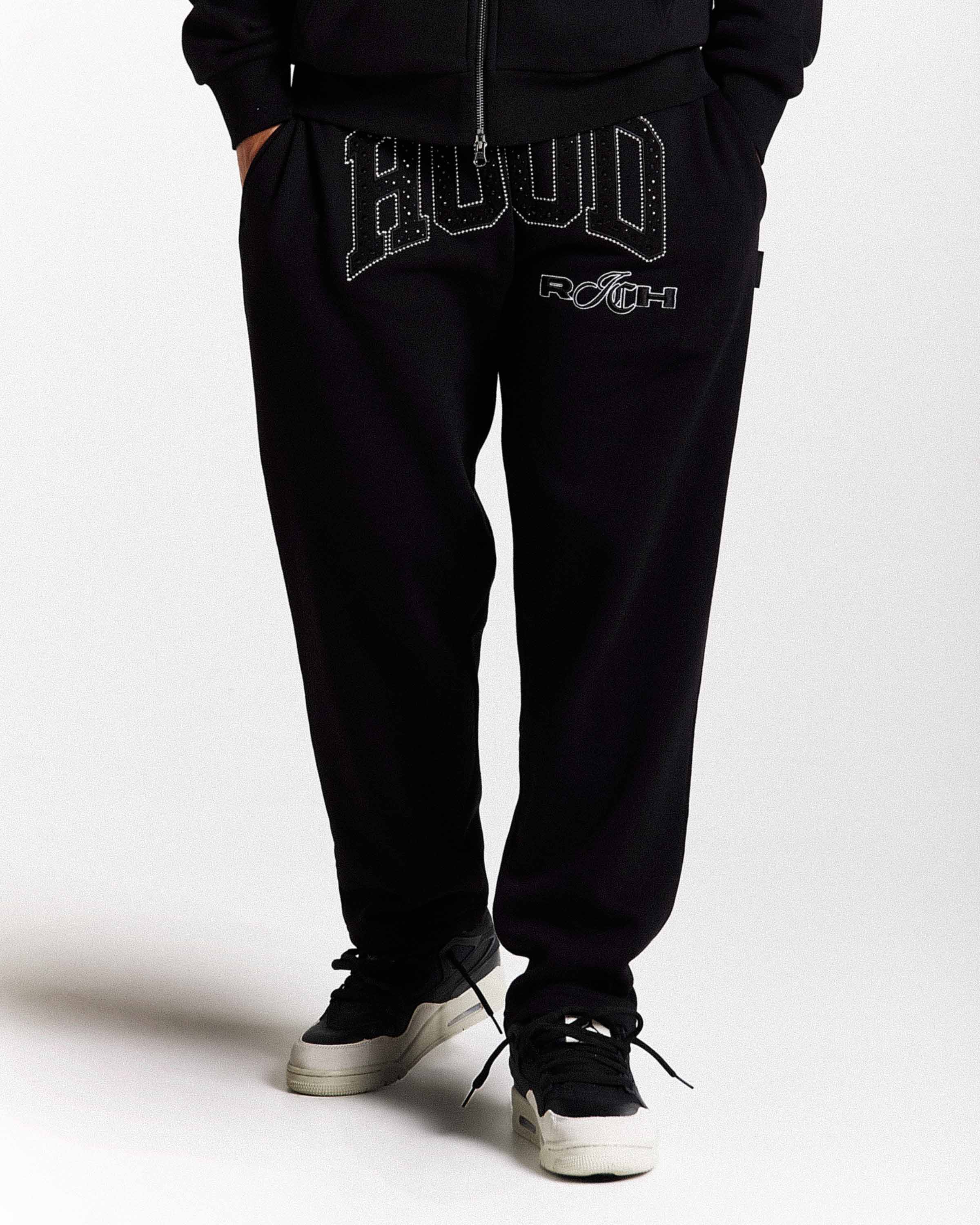 Captain Oversized Wide Leg Joggers - Black/White - Image 5