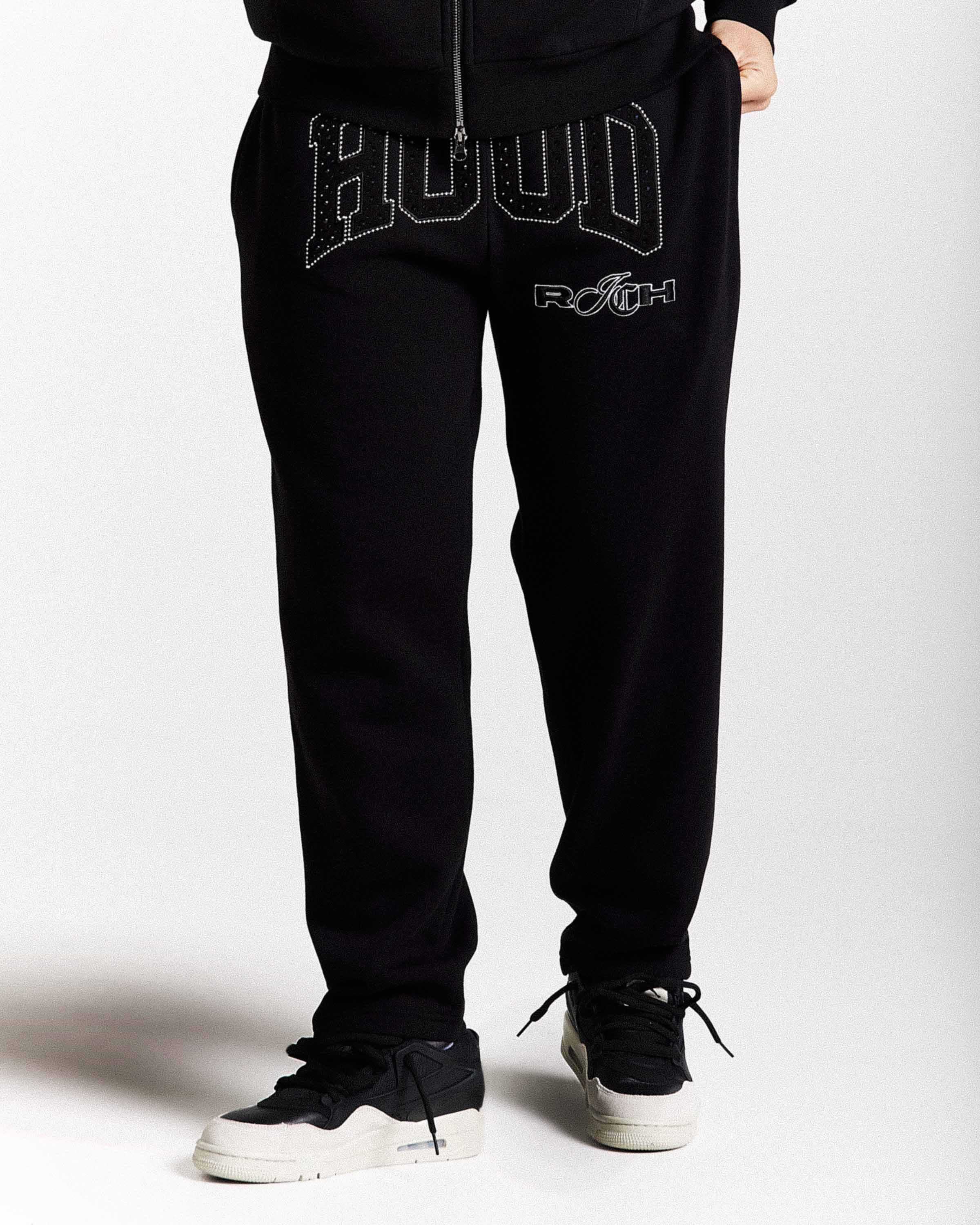 Captain Oversized Wide Leg Joggers - Black/White - Image 6