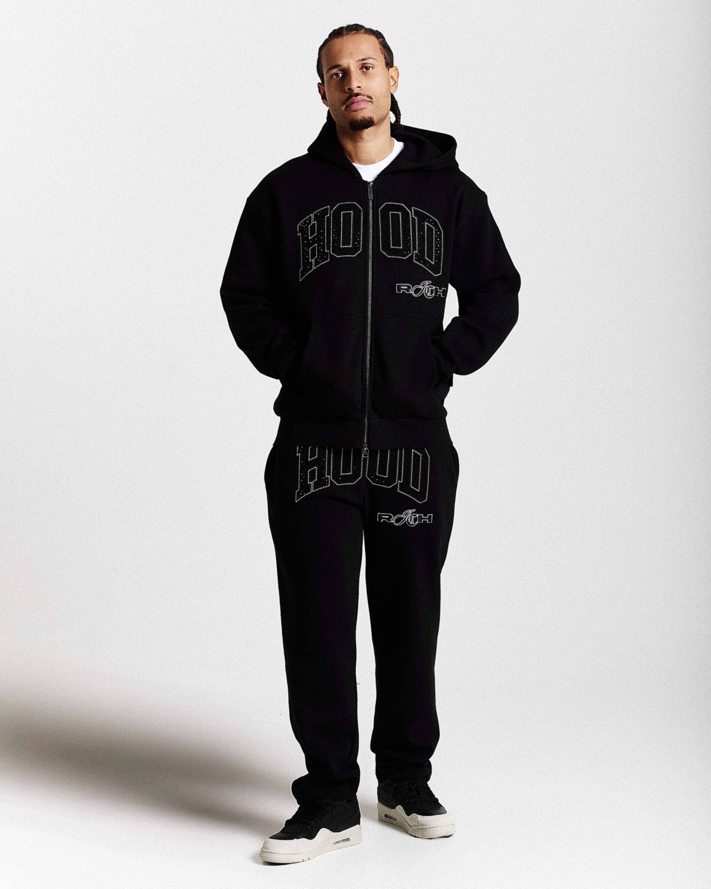 Captain Oversized Wide Leg Joggers - Black/White - Image 7