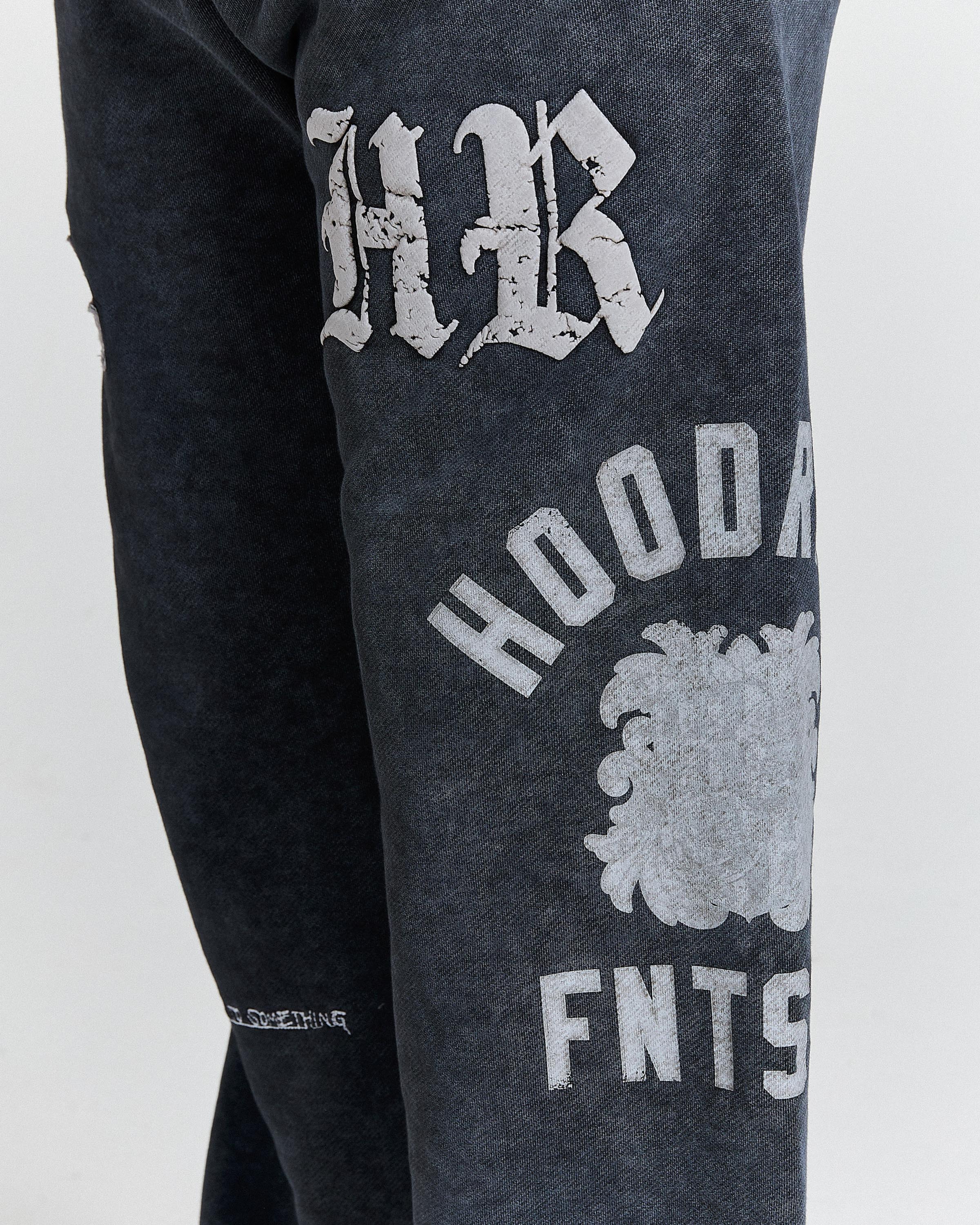 The Winner's Circle Cipher Oversized Open Hem Joggers - Black Wash - Image 3