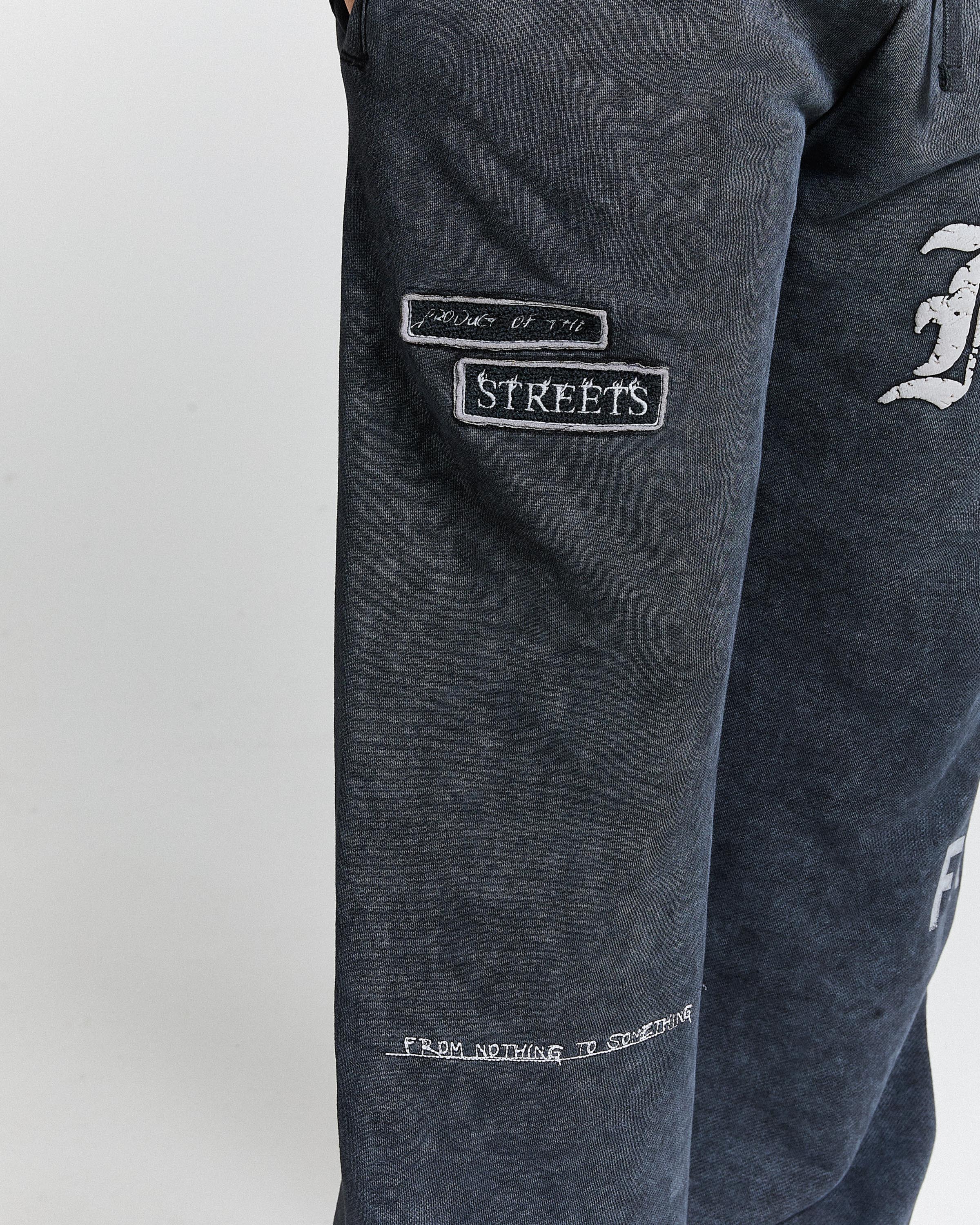 The Winner's Circle Cipher Oversized Open Hem Joggers - Black Wash - Image 4