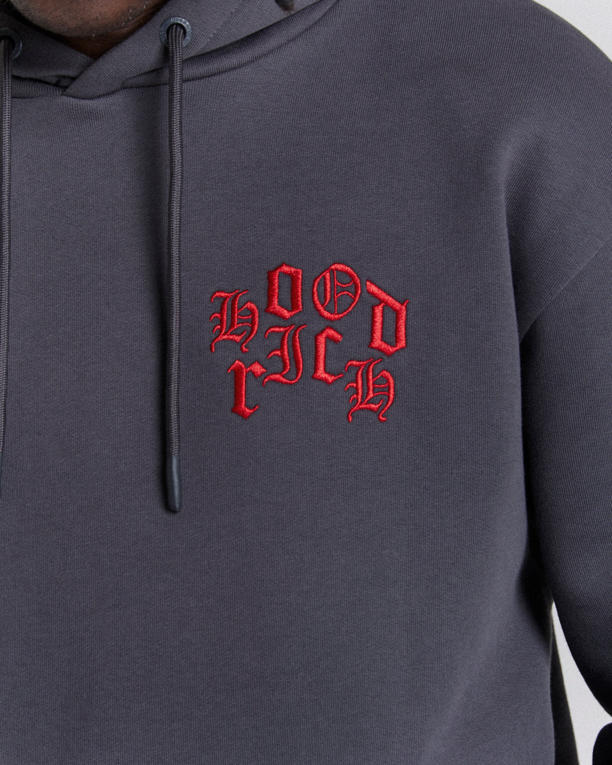 Crown Oversized Hoodie - Grey/Black/Red - Image 3