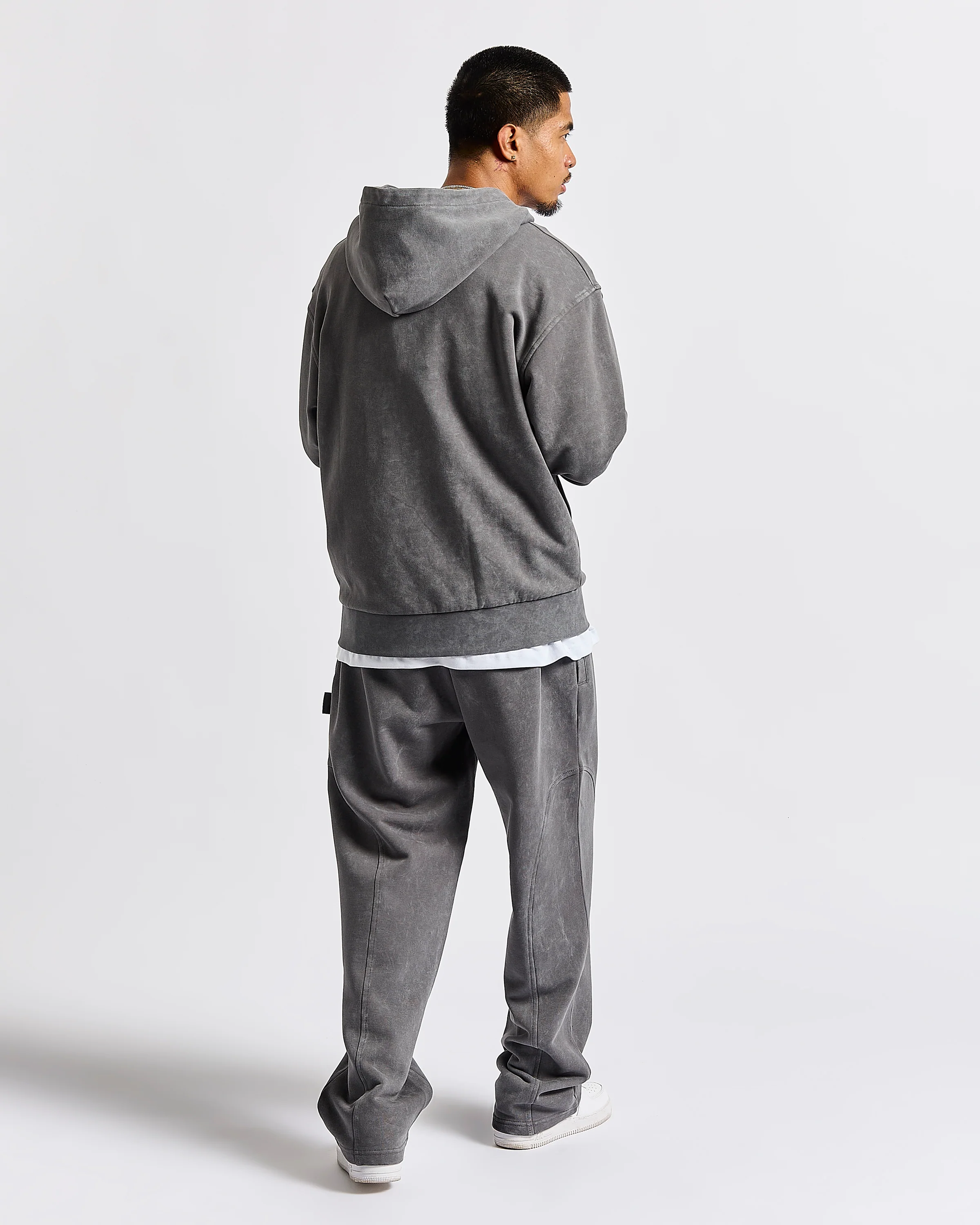 Cursed Oversized Zip Hoodie - Grey Wash/Black - Image 4