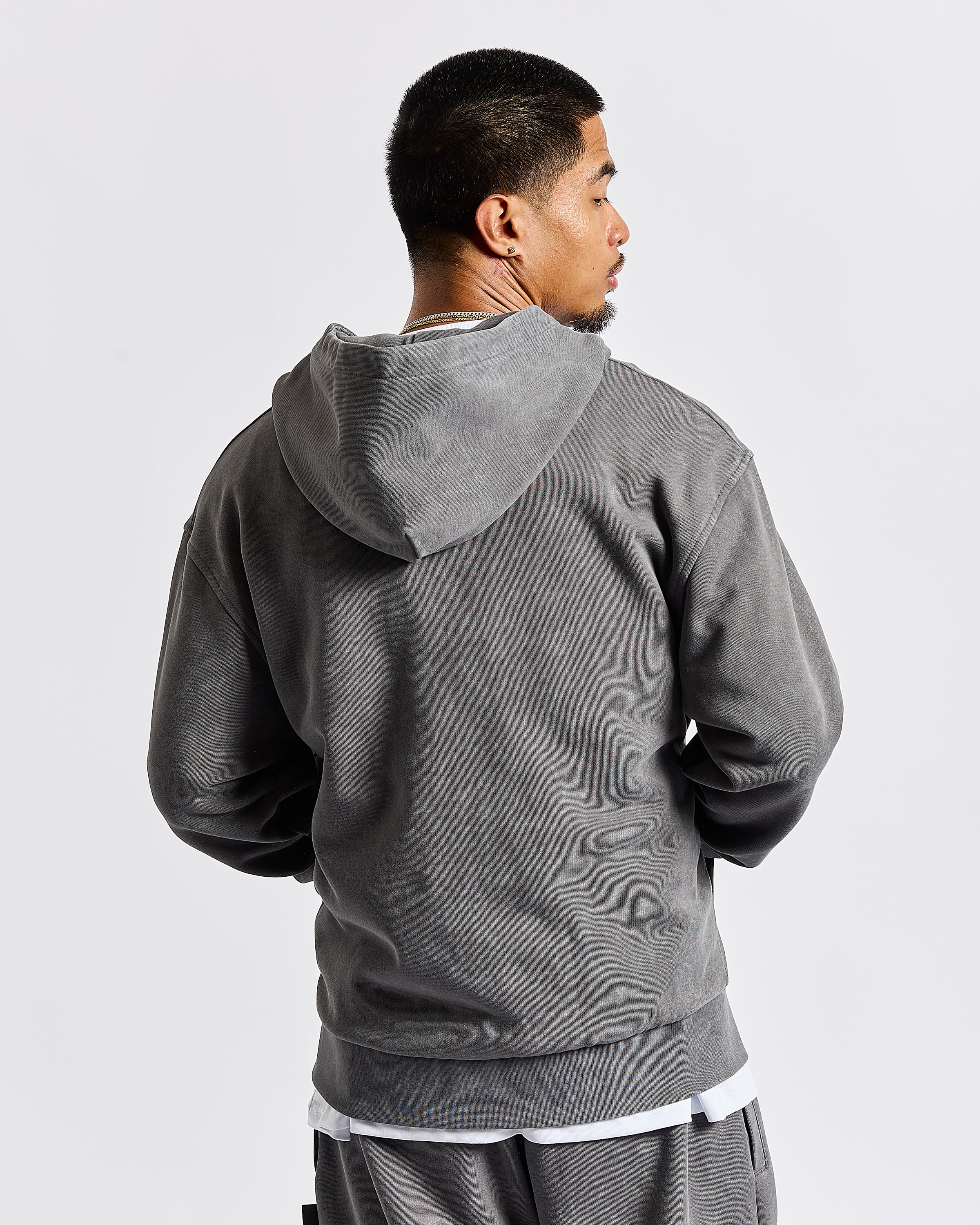 Cursed Oversized Zip Hoodie - Grey Wash/Black - Image 7