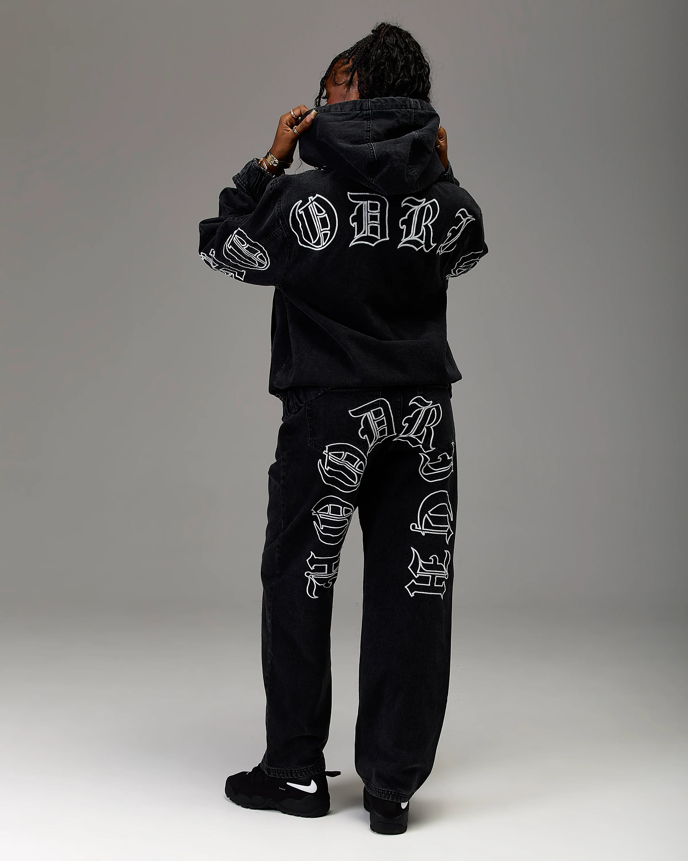 The Winner's Circle Denim Hooded Jacket - Black/White - Image 10