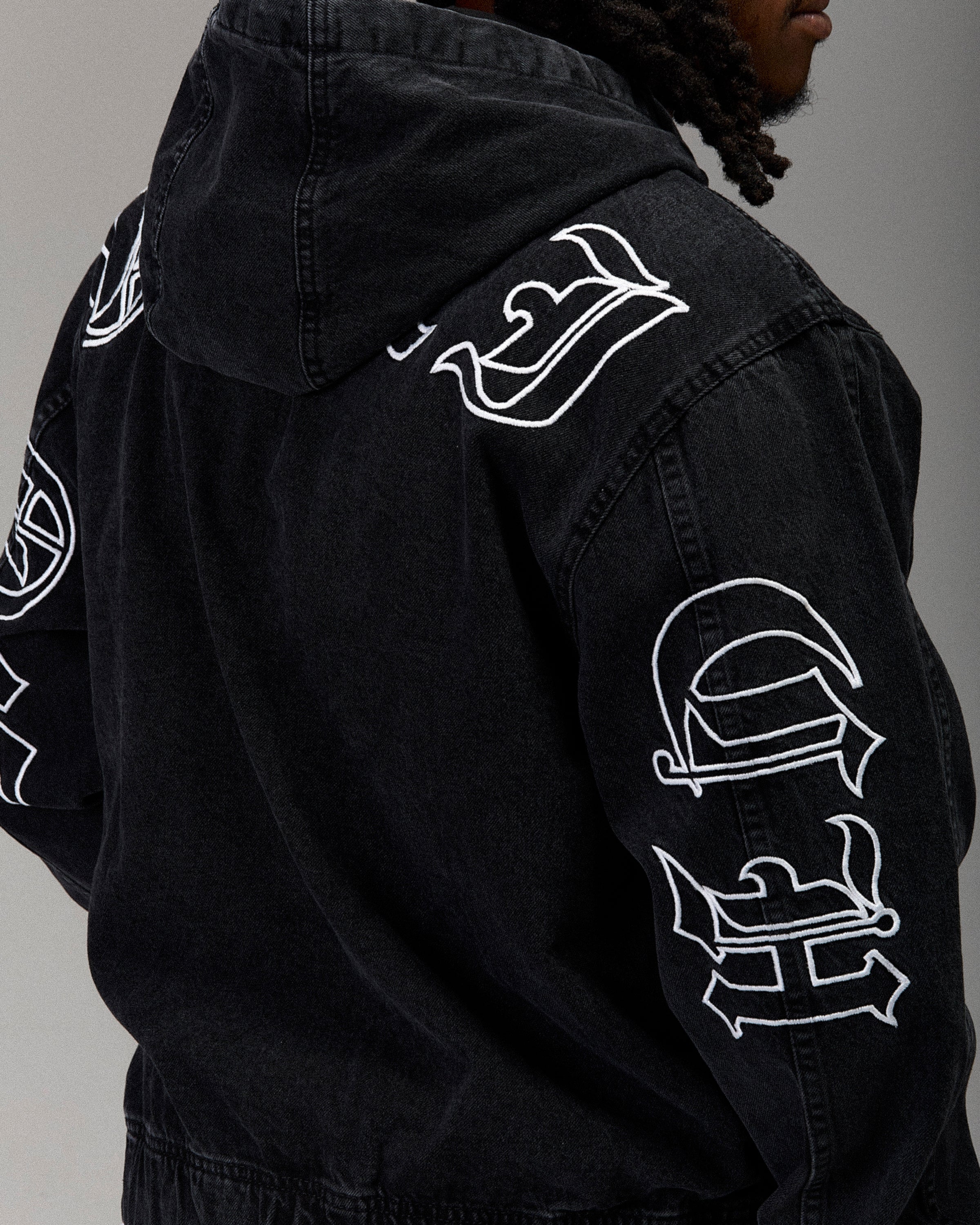 The Winner's Circle Denim Hooded Jacket - Black/White - Image 12