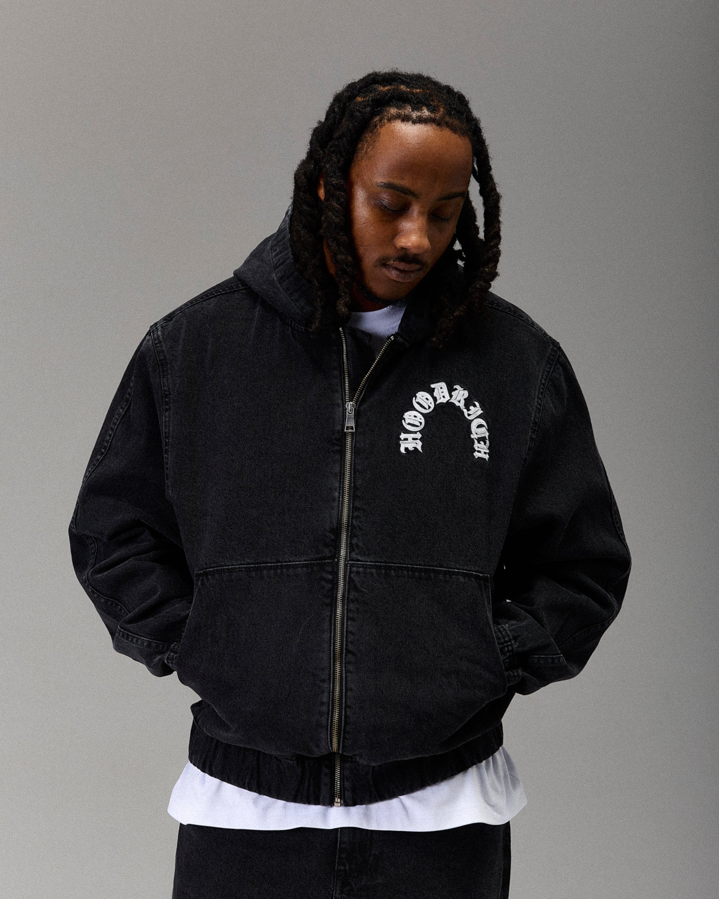 The Winner's Circle Denim Hooded Jacket - Black/White - Image 13