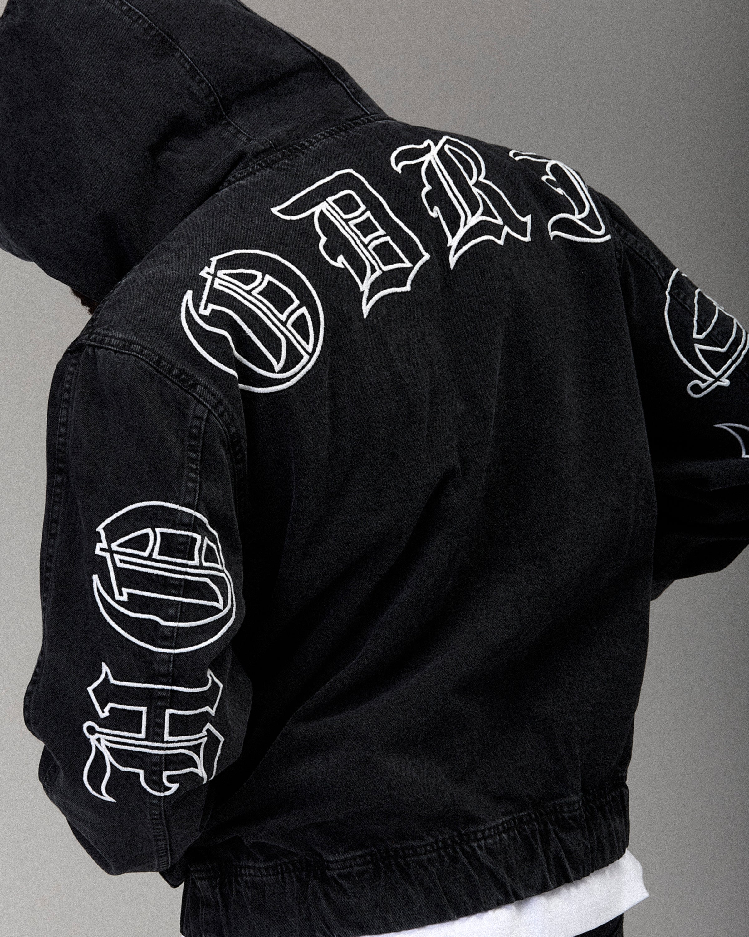 The Winner's Circle Denim Hooded Jacket - Black/White - Image 4