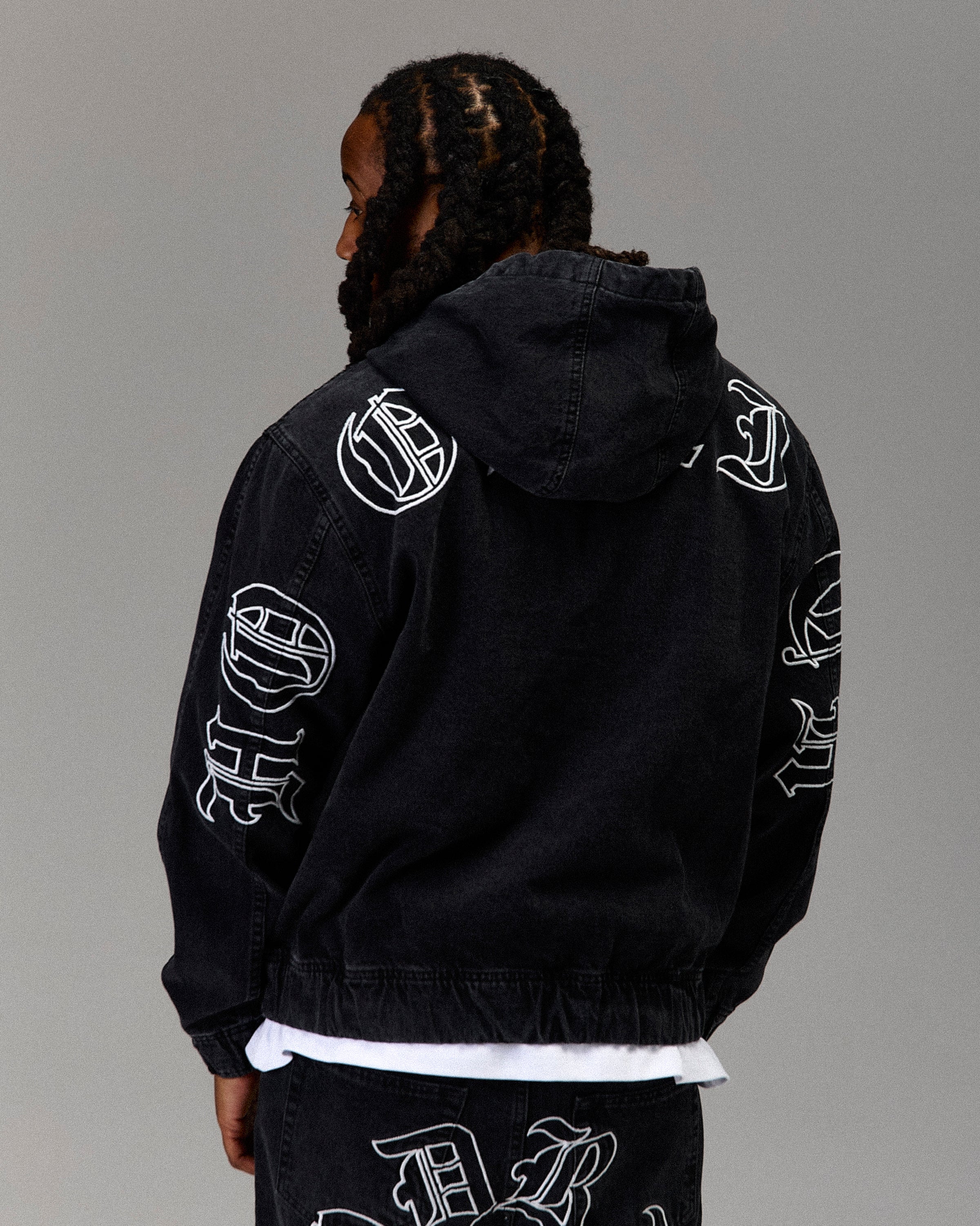 The Winner's Circle Denim Hooded Jacket - Black/White - Image 5