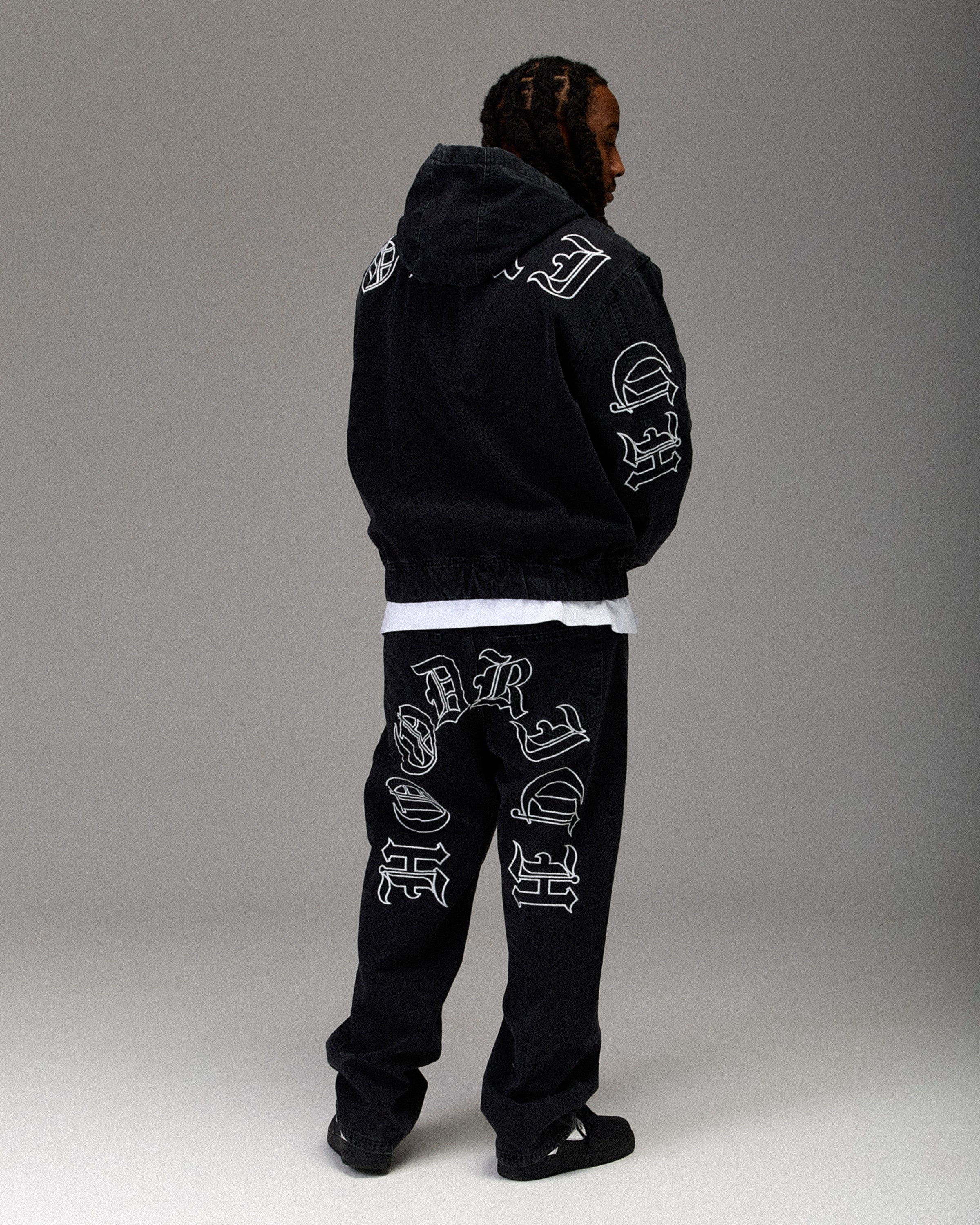 The Winner's Circle Denim Hooded Jacket - Black/White - Image 9