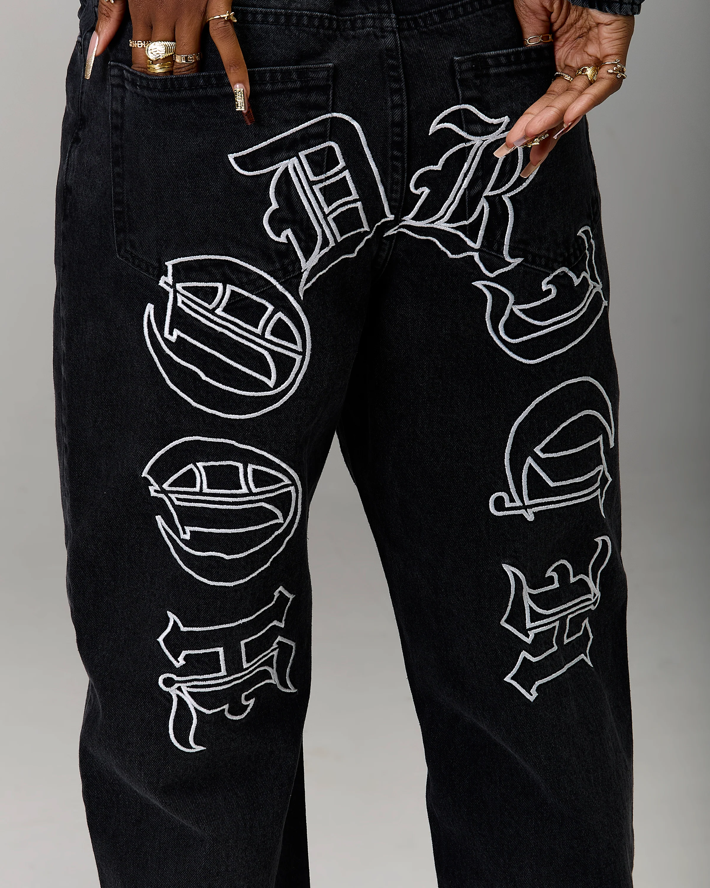 The Winner's Circle Denim Trousers - Black/White - Image 9