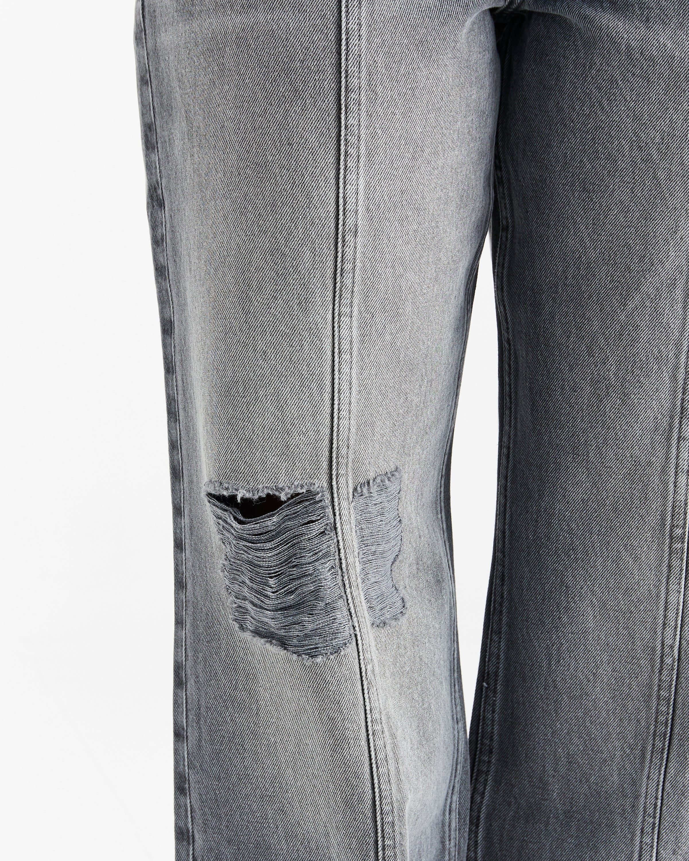Distressed Gothic Wide Leg Jeans - Grey Wash - Image 9