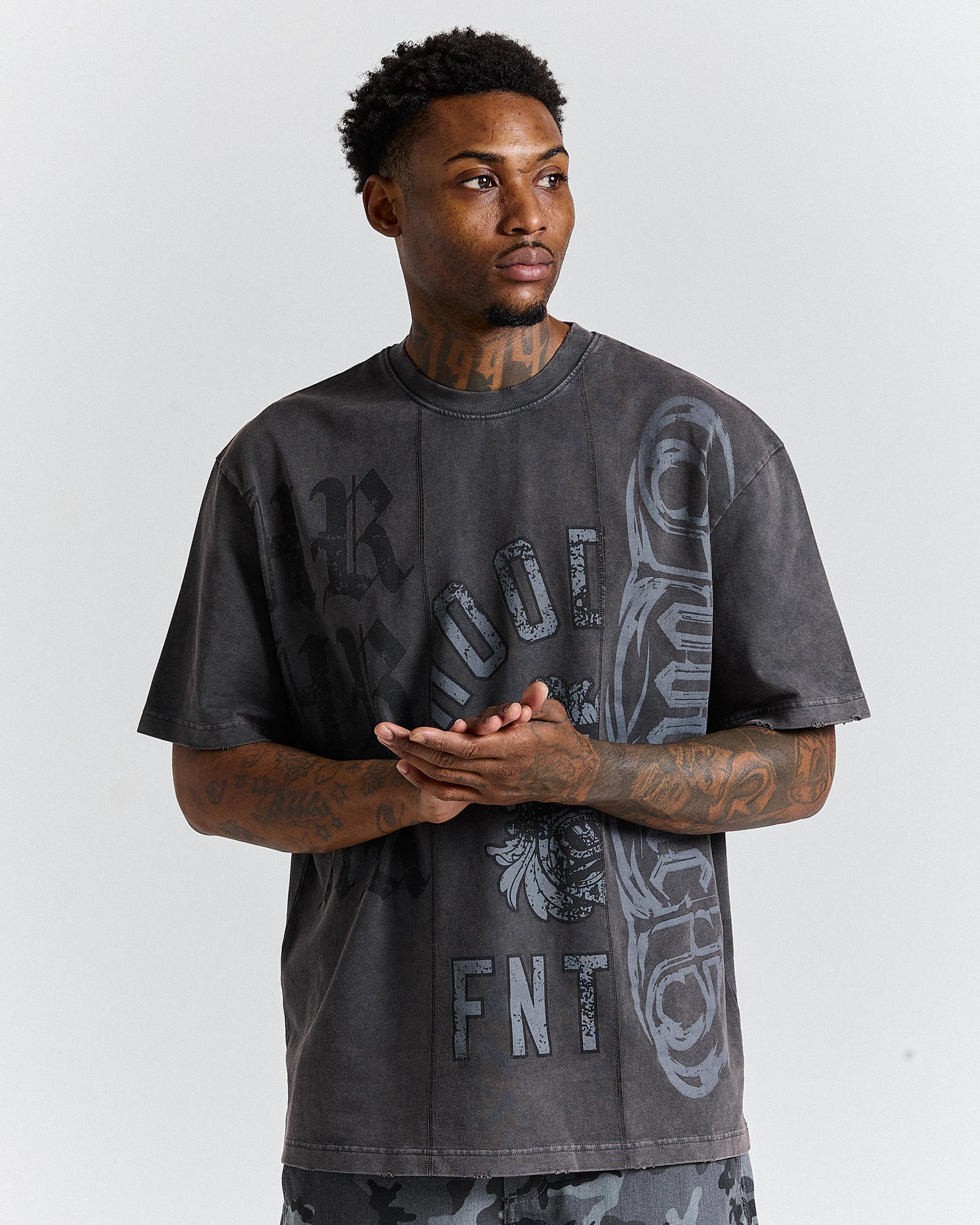 The Winner's Circle Divide Oversized T-Shirt - Grey - Image 3