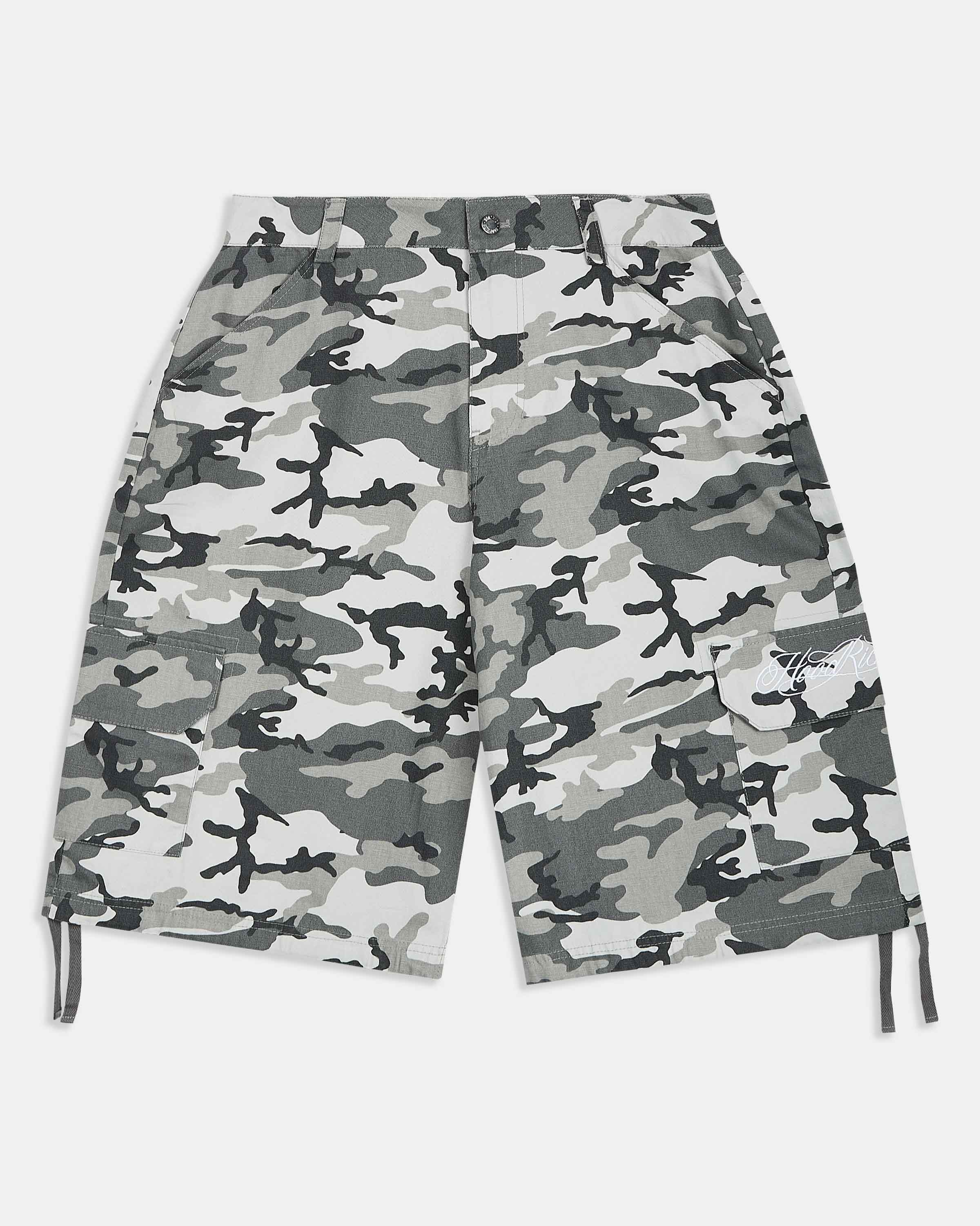 Field Oversized Cargo Woven Jort - Grey Camo - Image 3