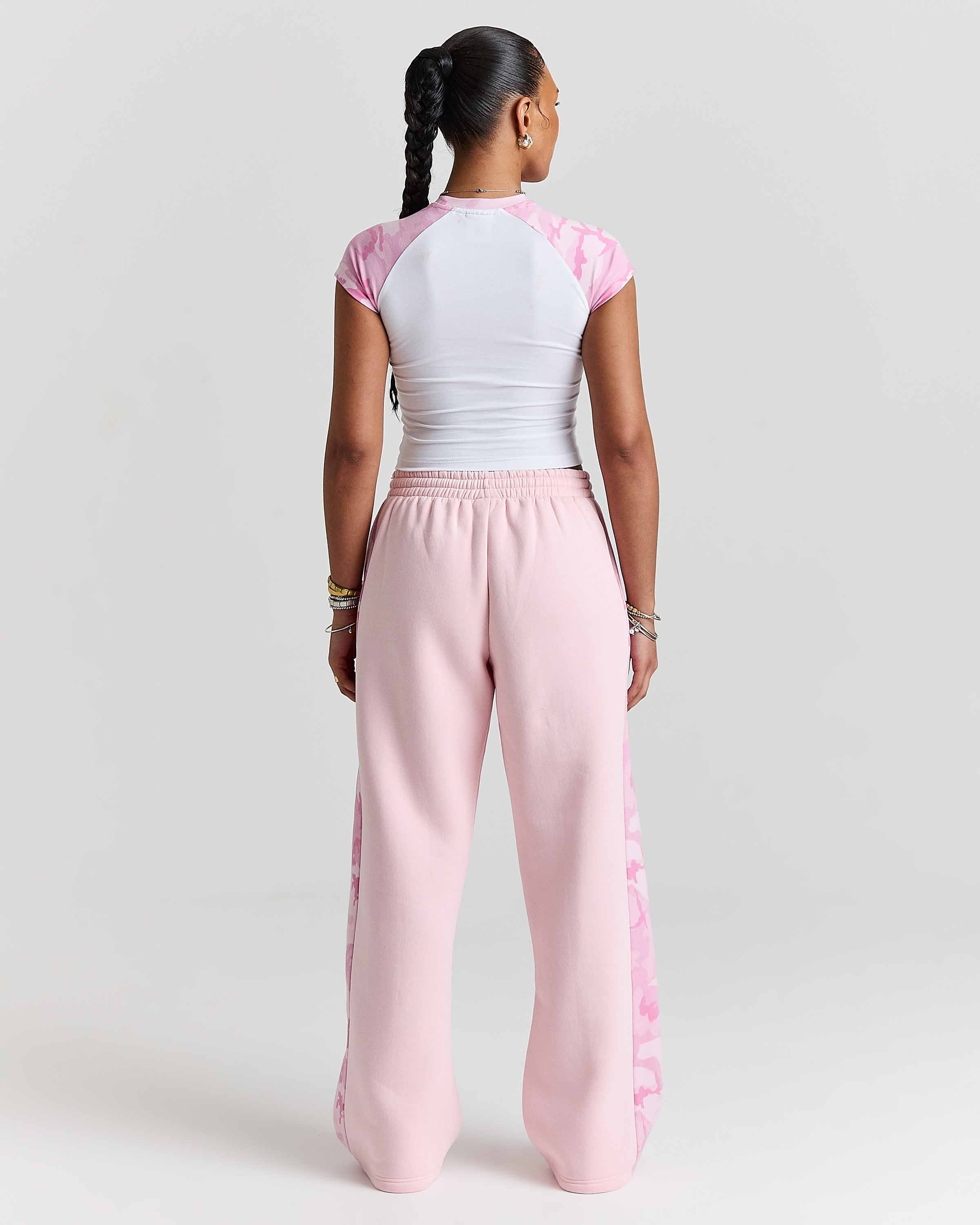 Field Oversized Wide Leg Joggers - Pink/White/Camo - Image 4