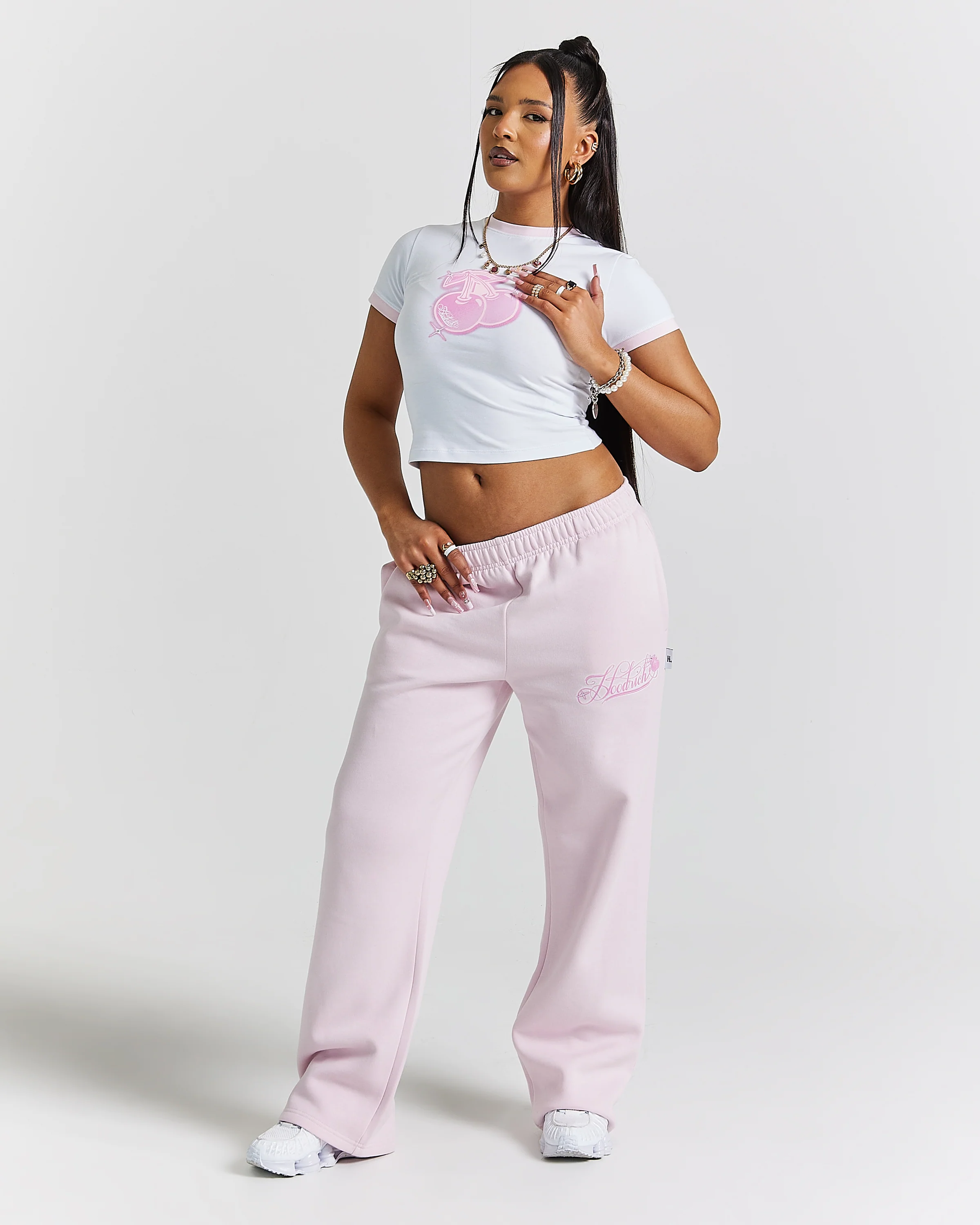Finesse Fitted Tee - White/Pink/Rhinestone - Image 4