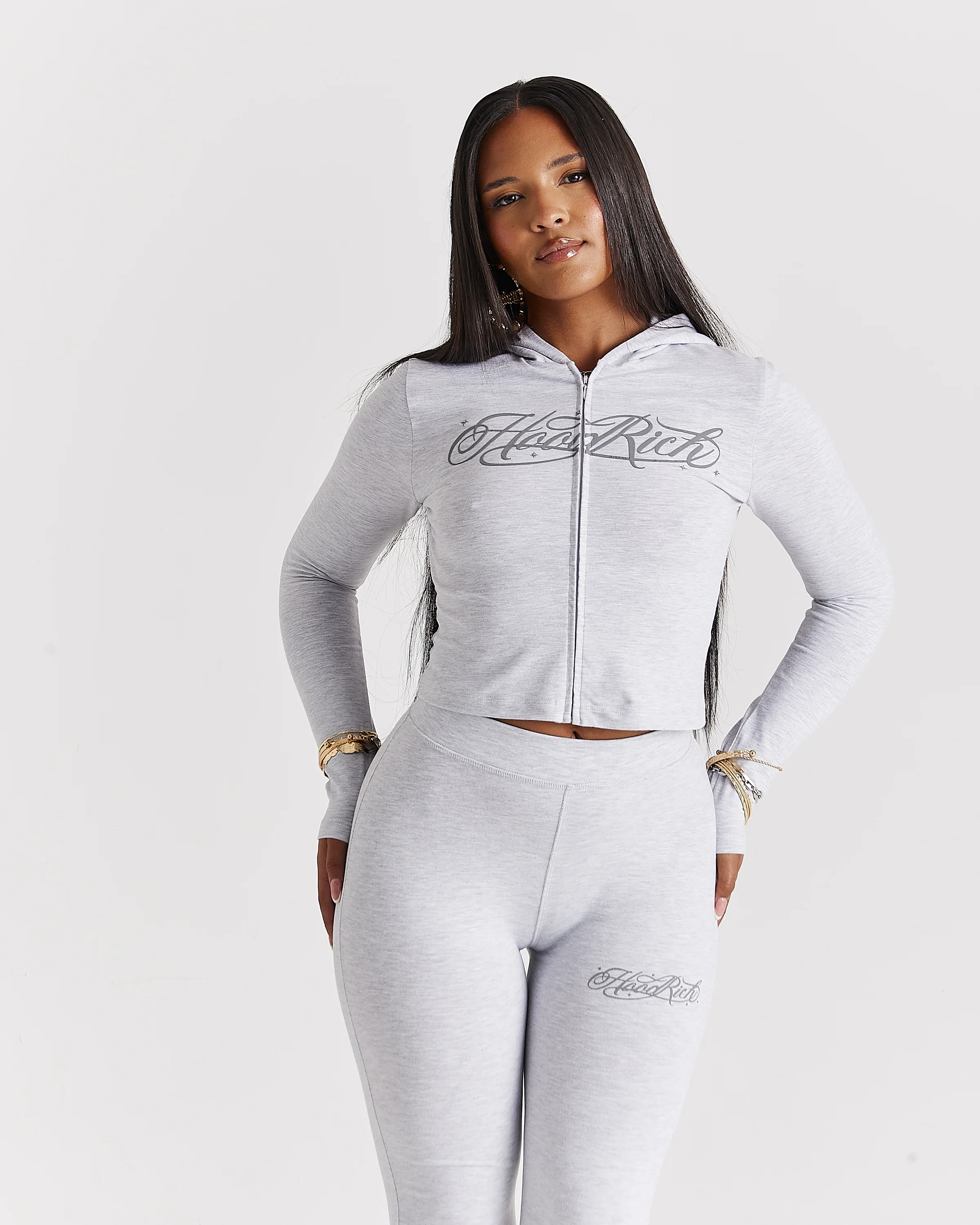 Solace Fitted Zip Top - Light Grey - Image 7