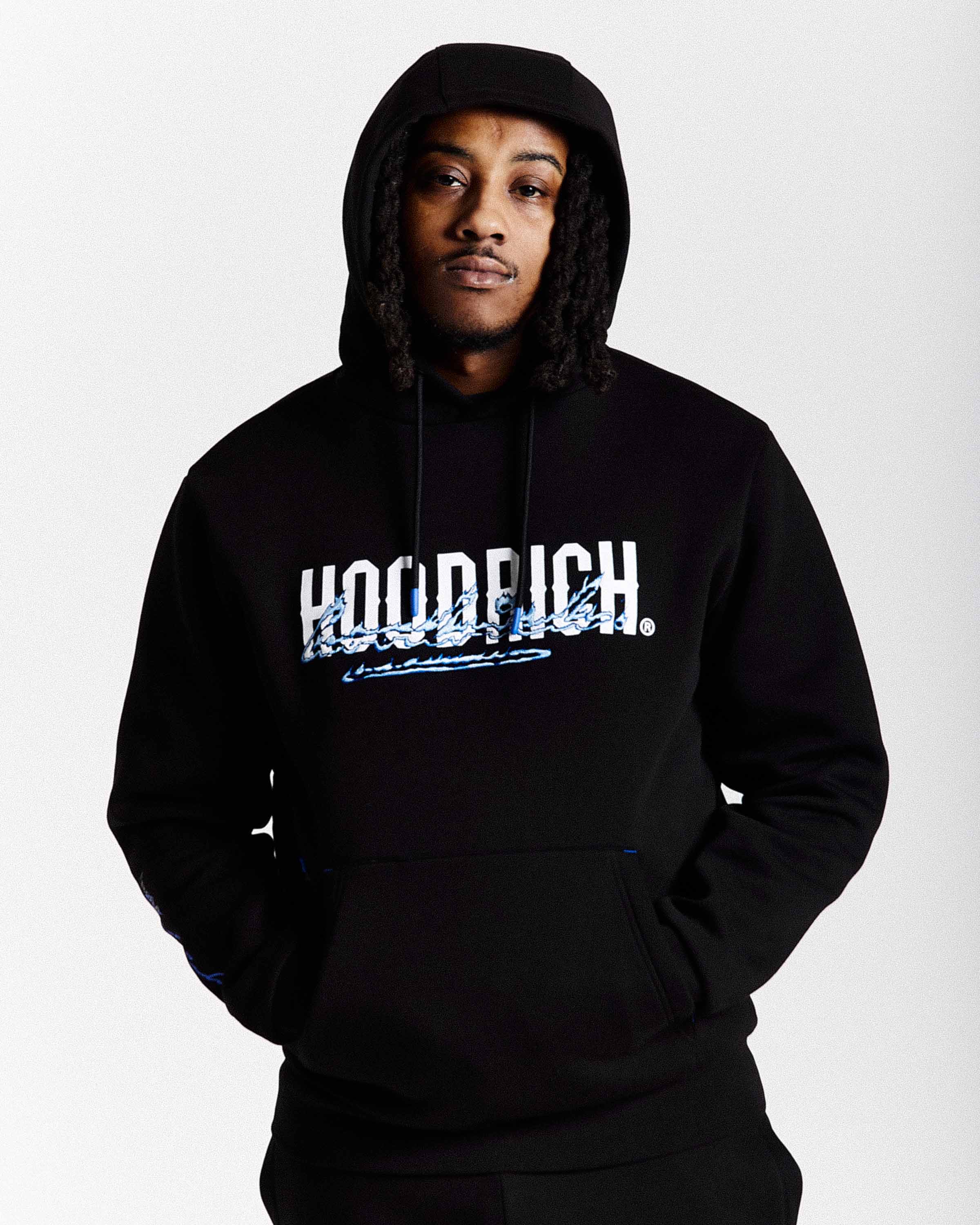 Flames Hoodie - Black/White/Blue - Image 6