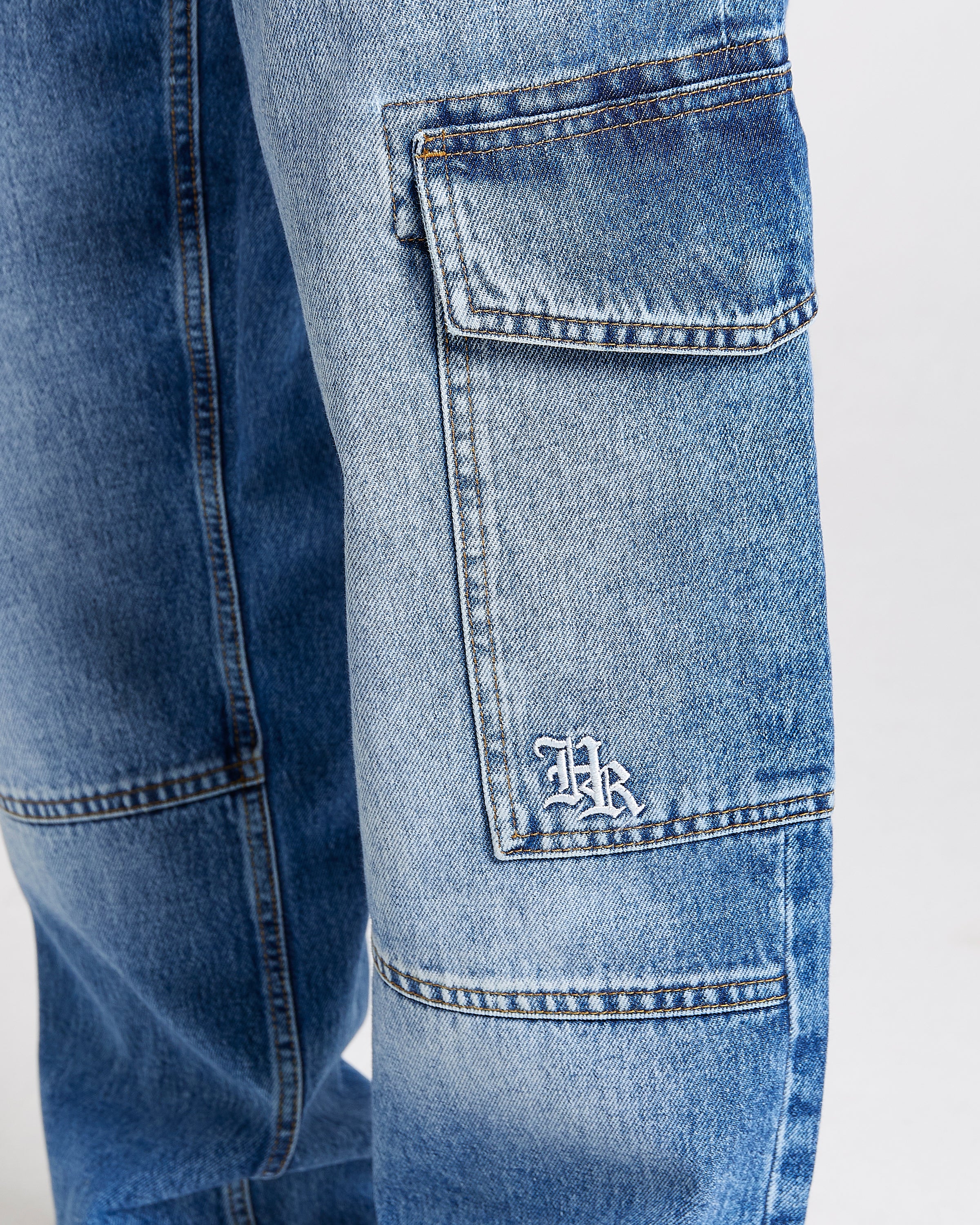 Force Script Denim Jeans - Blue - Image 3