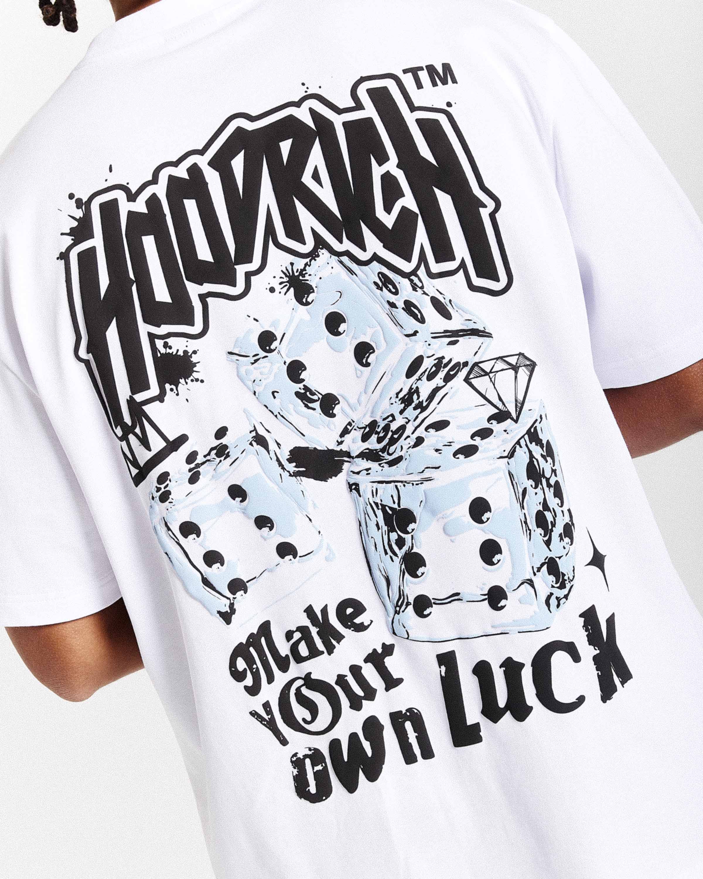 Fortune Oversized T-Shirt - White/Black/Blue - Image 4