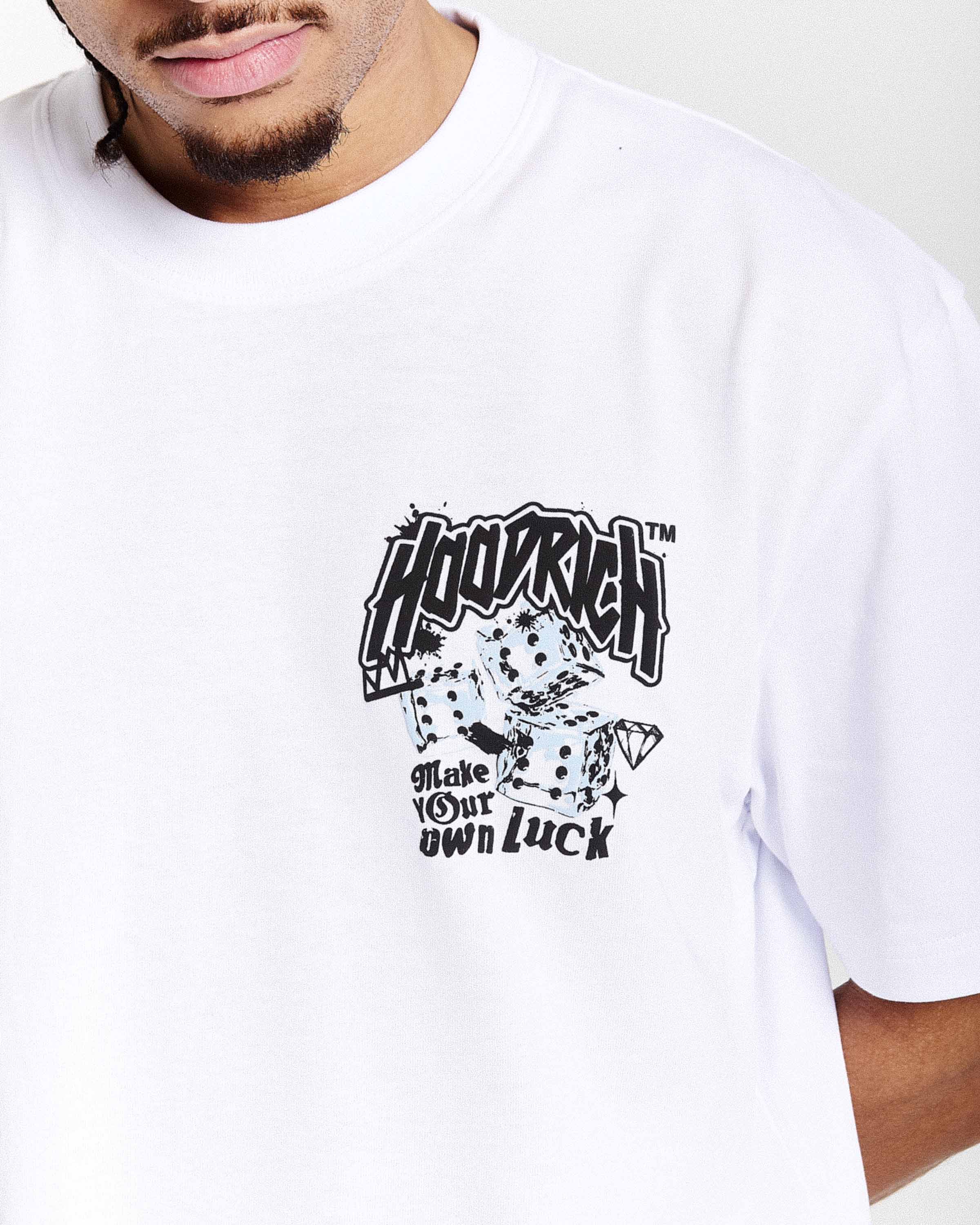 Fortune Oversized T-Shirt - White/Black/Blue - Image 5
