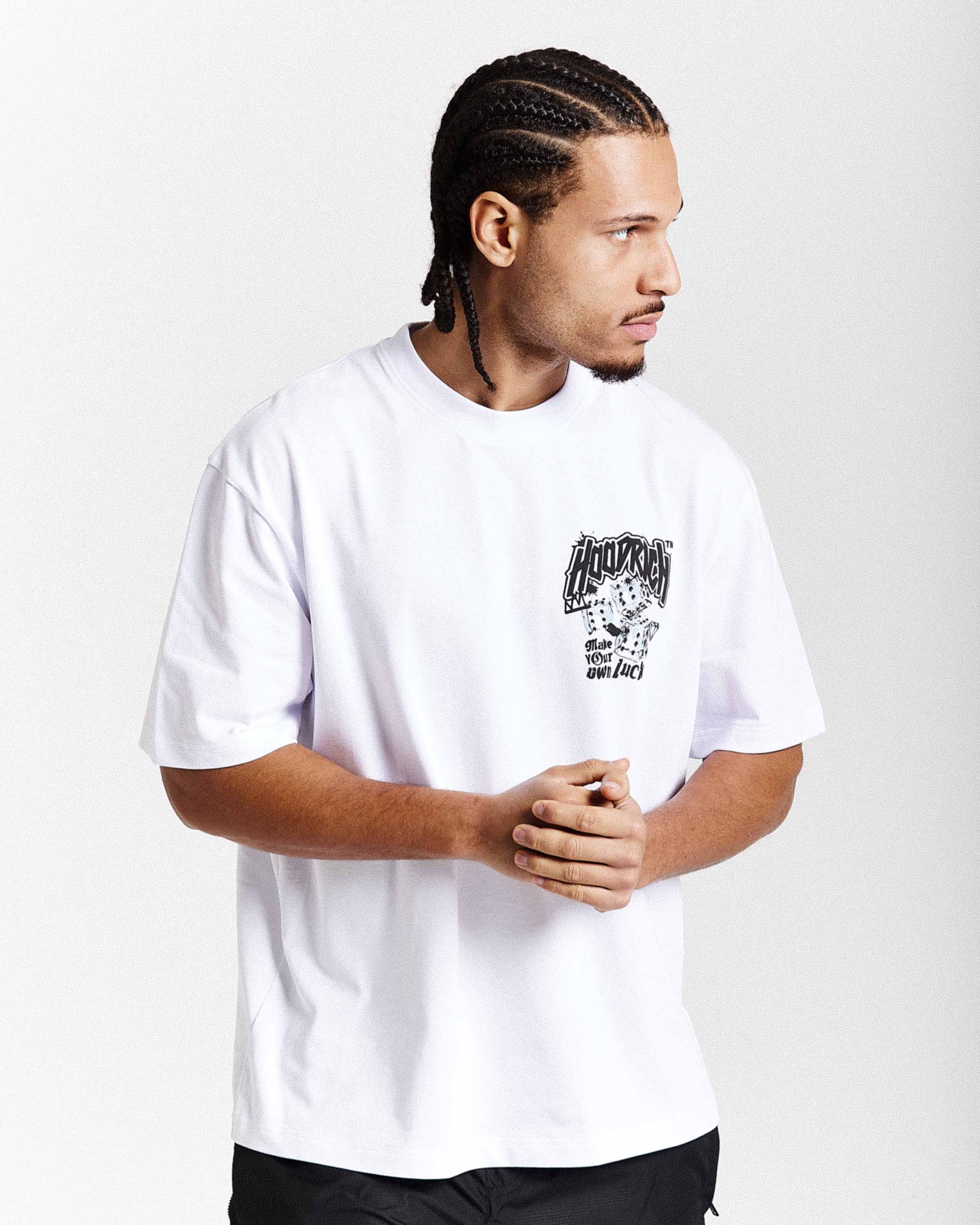 Fortune Oversized T-Shirt - White/Black/Blue - Image 6