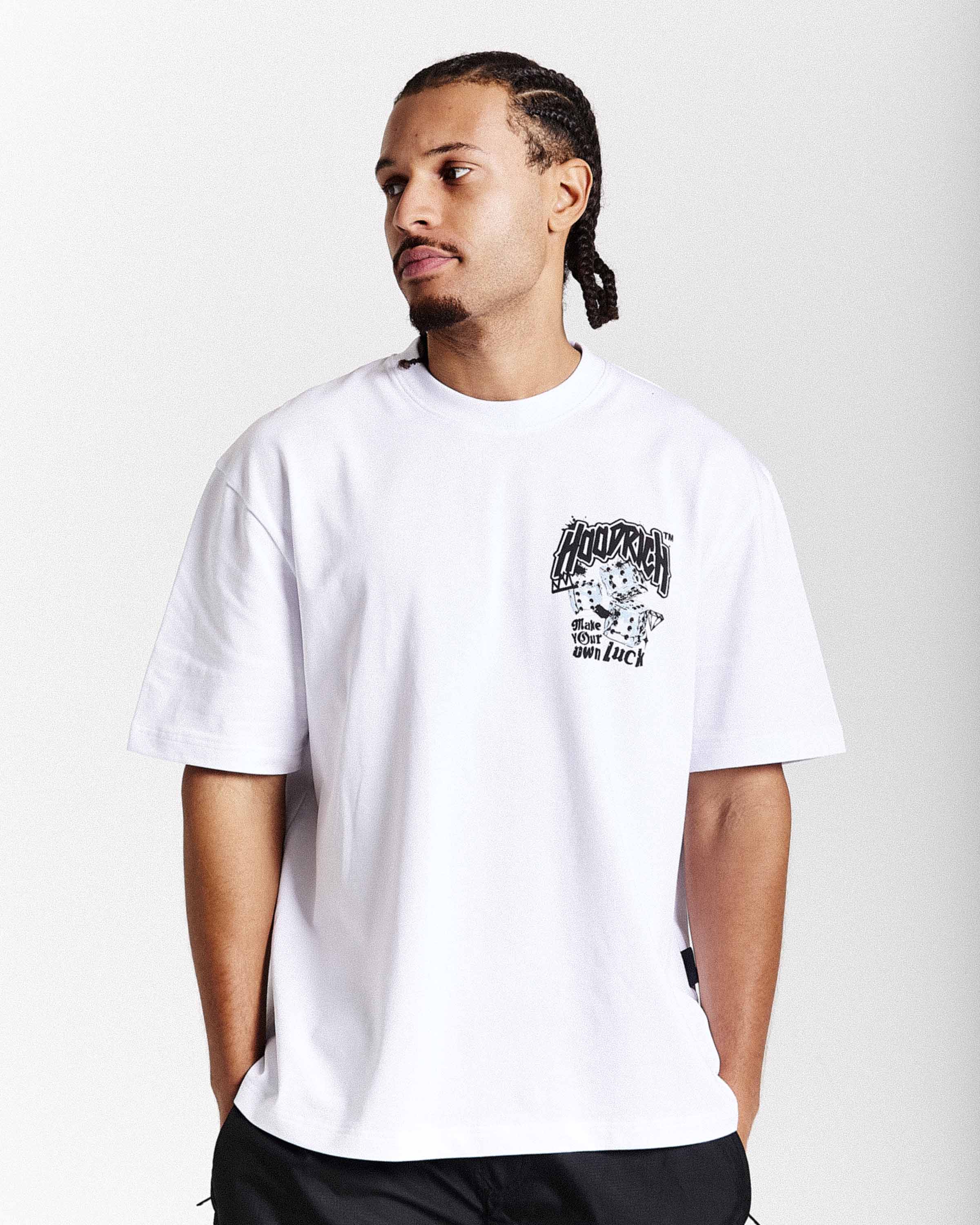 Fortune Oversized T-Shirt - White/Black/Blue - Image 7