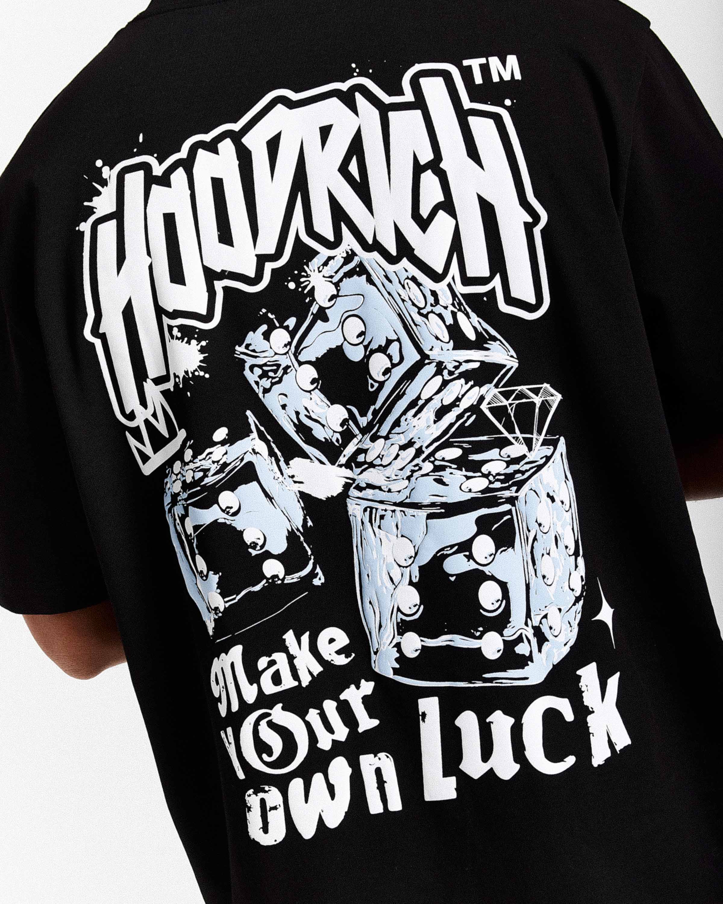 Fortune Oversized T-Shirt - Black/White/Blue - Image 3