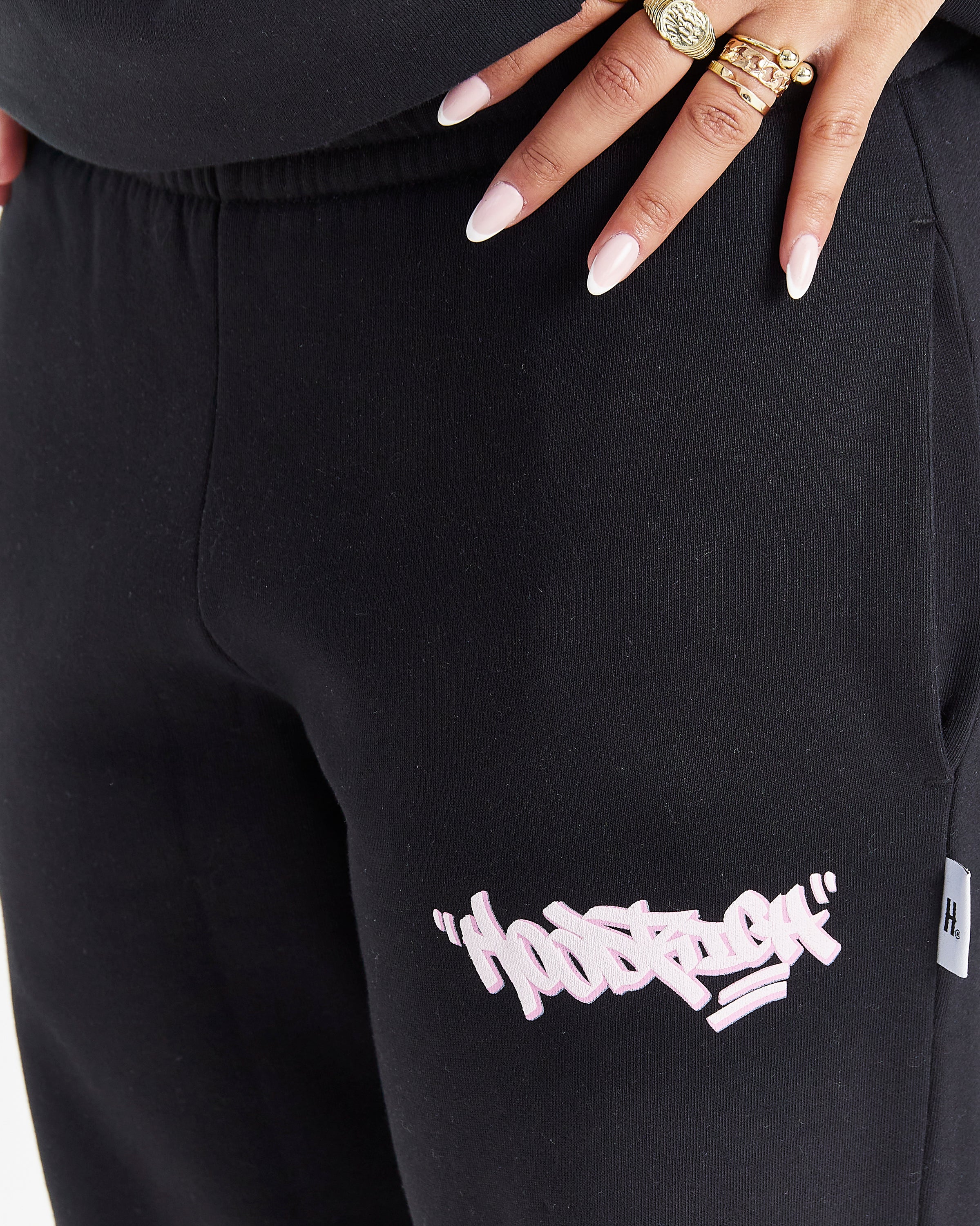 Fray Joggers - Black/Pink - Image 3
