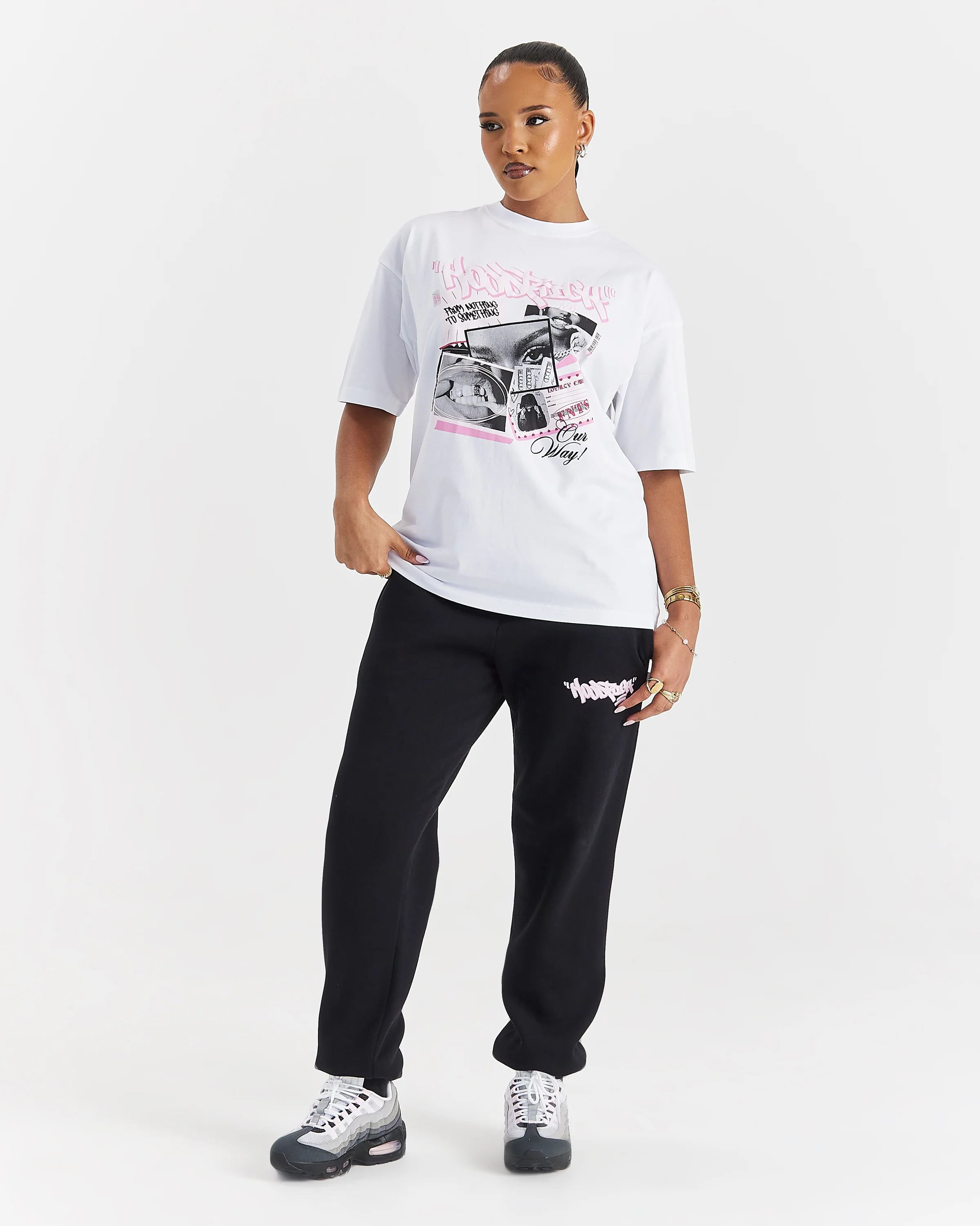 Fray Joggers - Black/Pink - Image 4