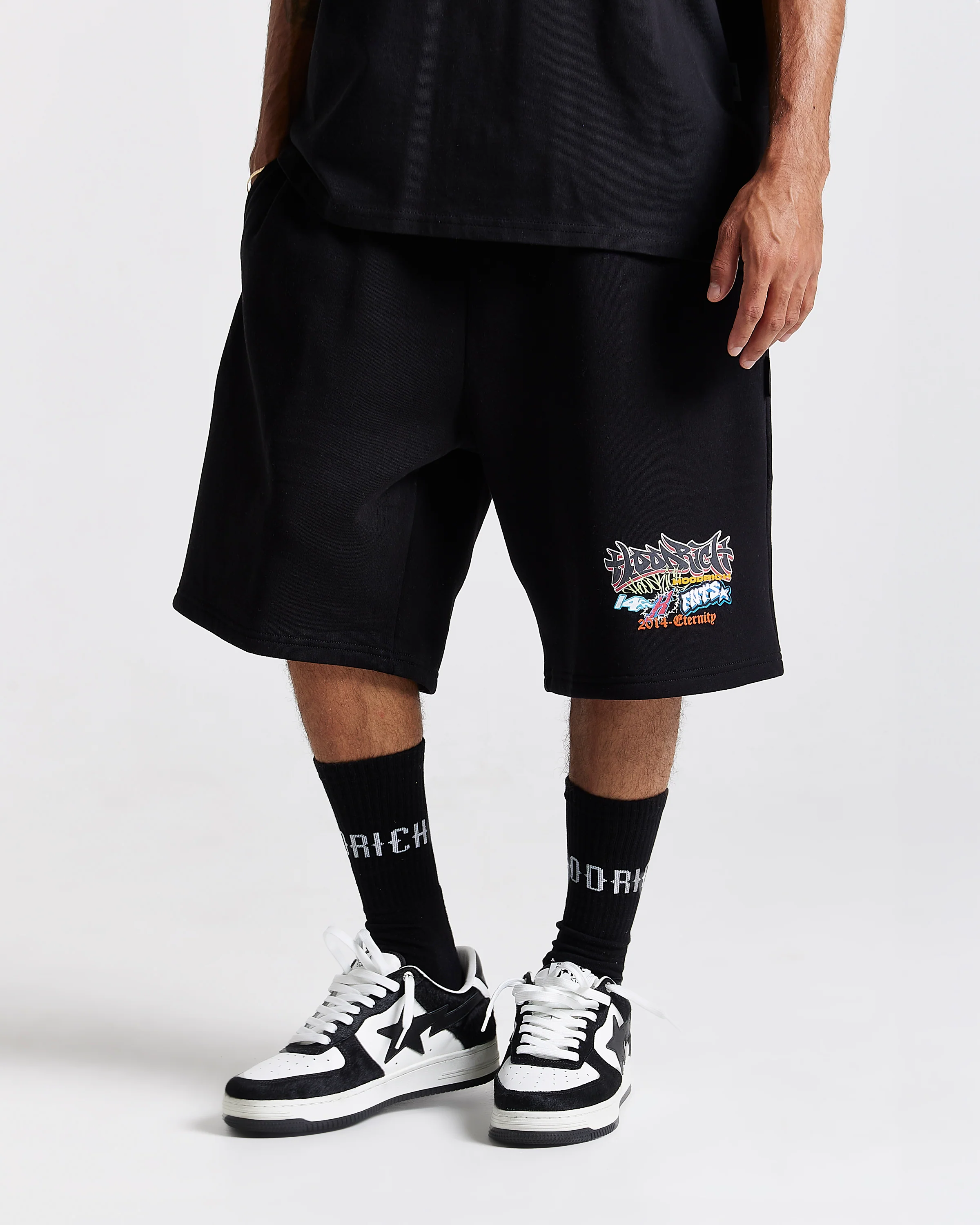 Graff Rave Oversized Shorts - Black/Grey/Pink - Image 2