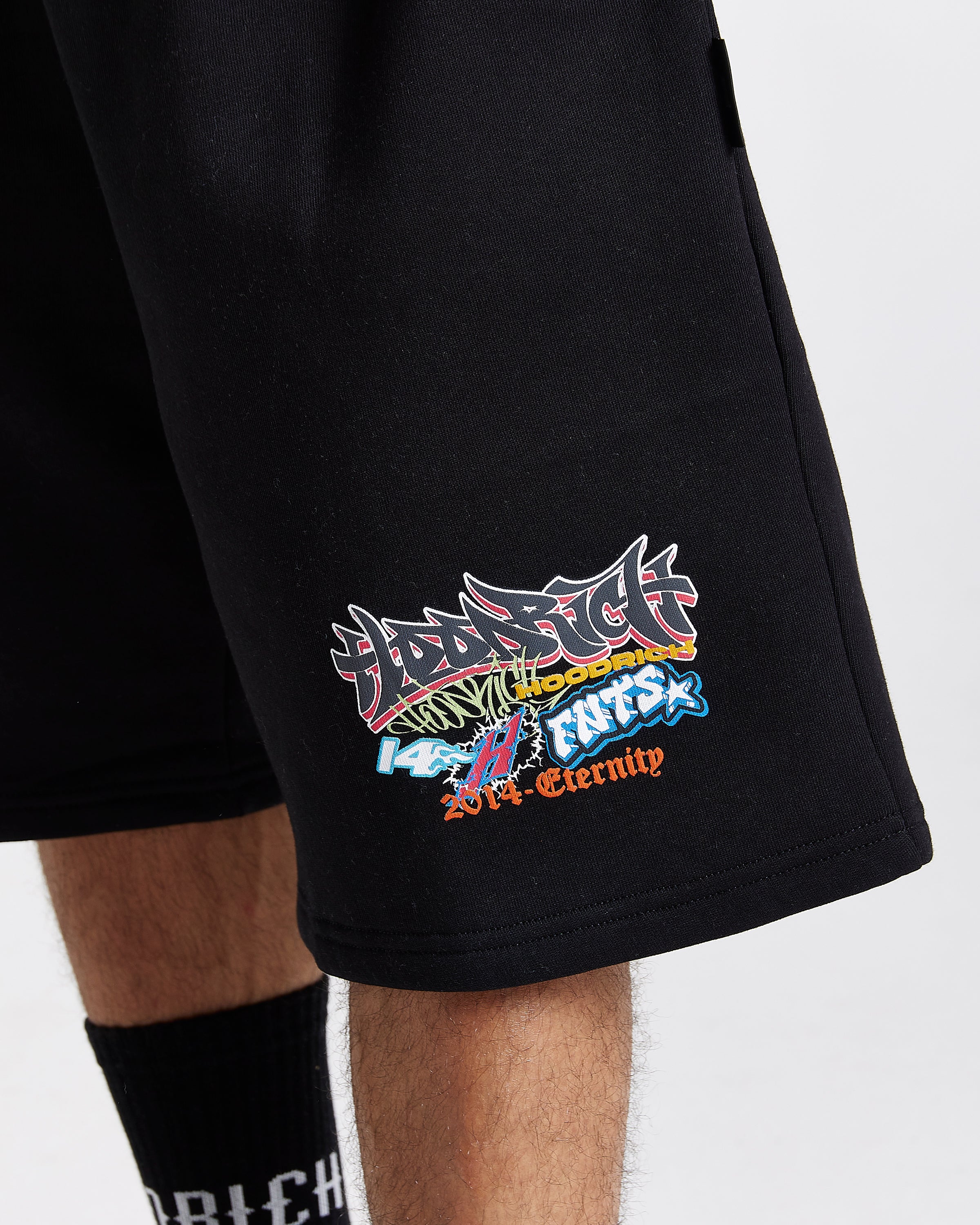 Graff Rave Oversized Shorts - Black/Grey/Pink - Image 3