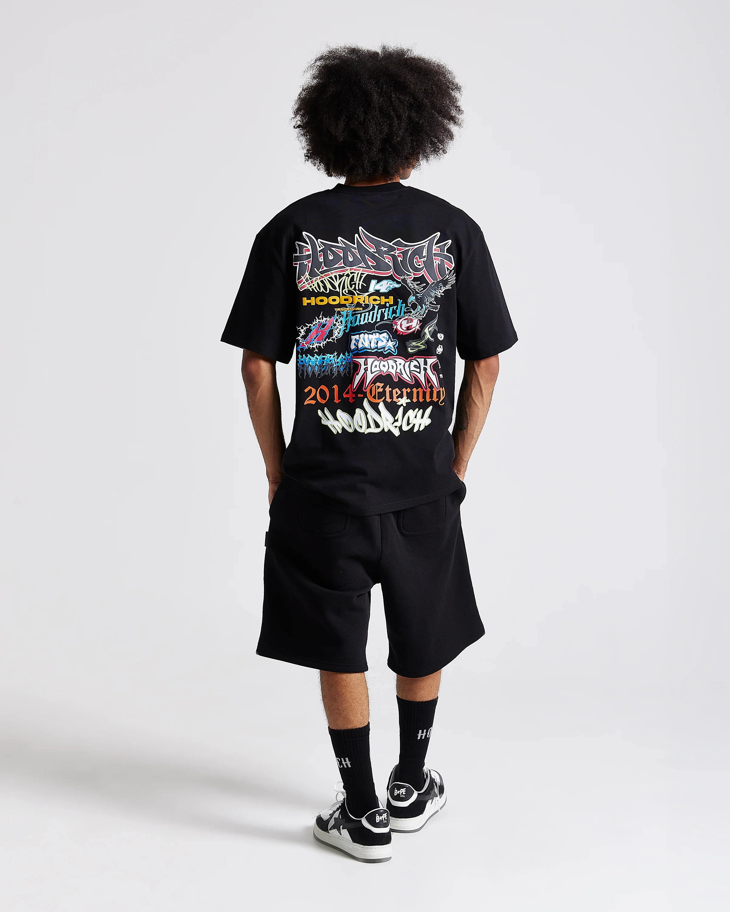 Graff Rave Oversized Shorts - Black/Grey/Pink - Image 6