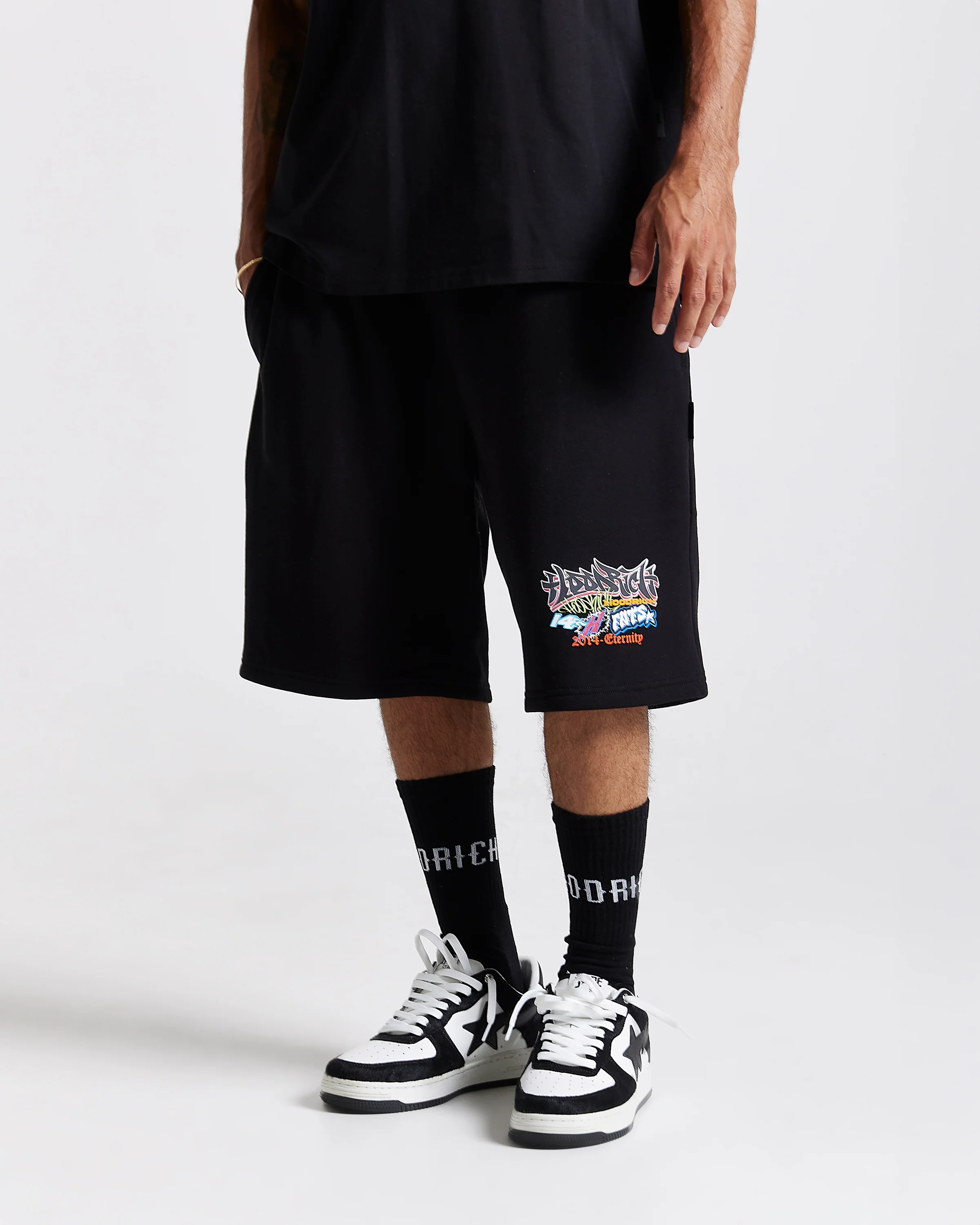 Graff Rave Oversized Shorts - Black/Grey/Pink - Image 8