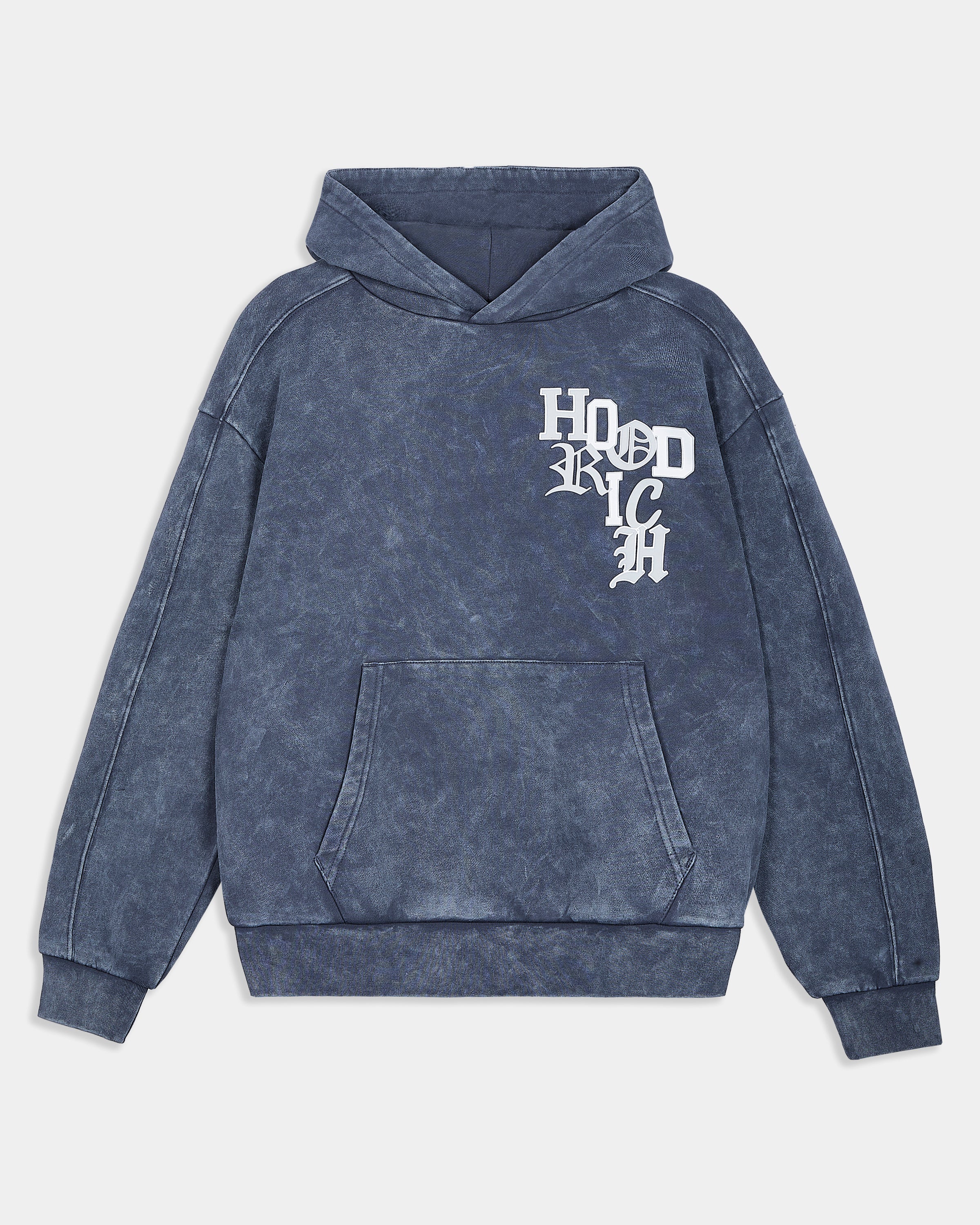 Heritage Oversized Hoodie - Blue Wash/White - Image 2