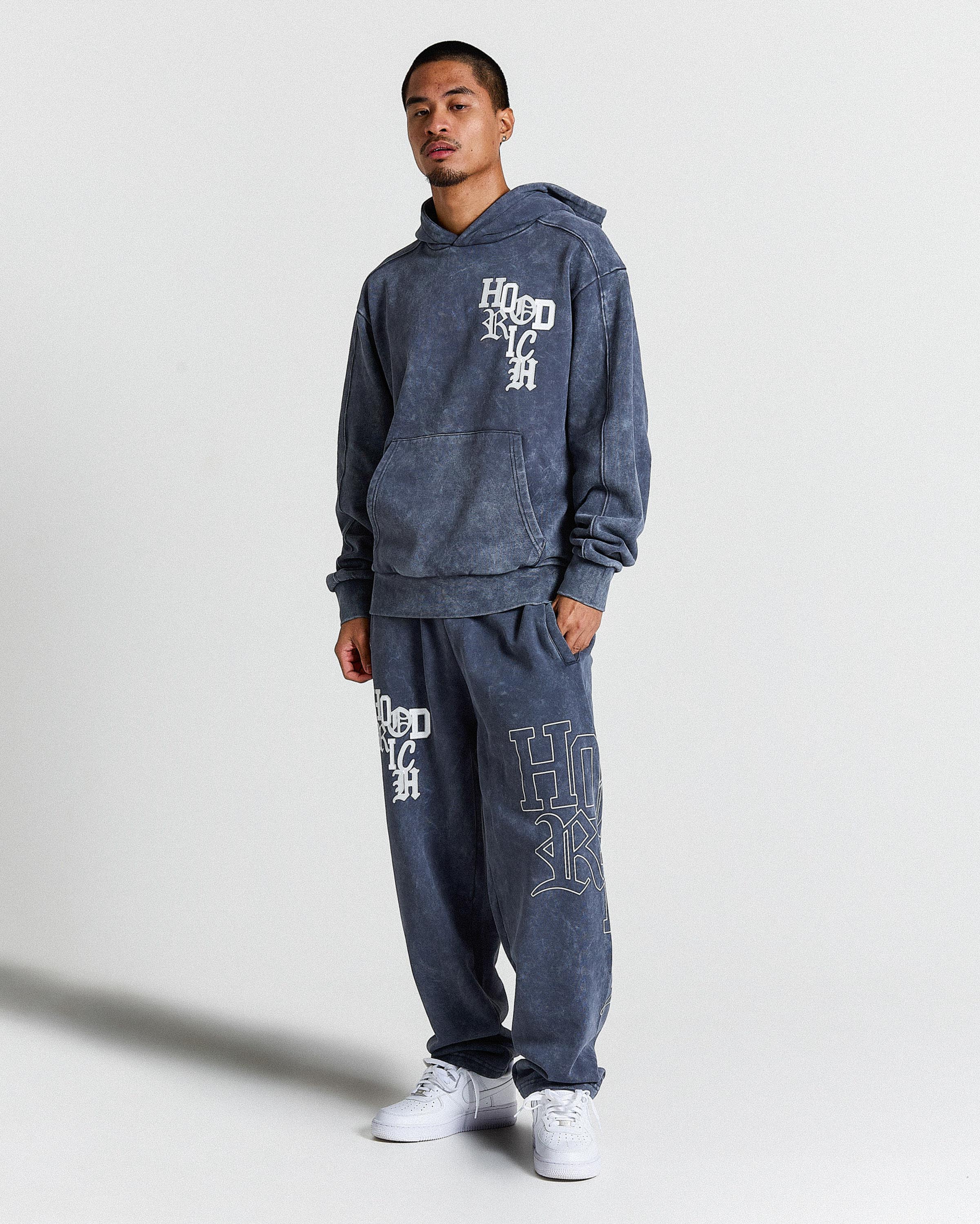 Heritage Oversized Hoodie - Blue Wash/White - Image 5