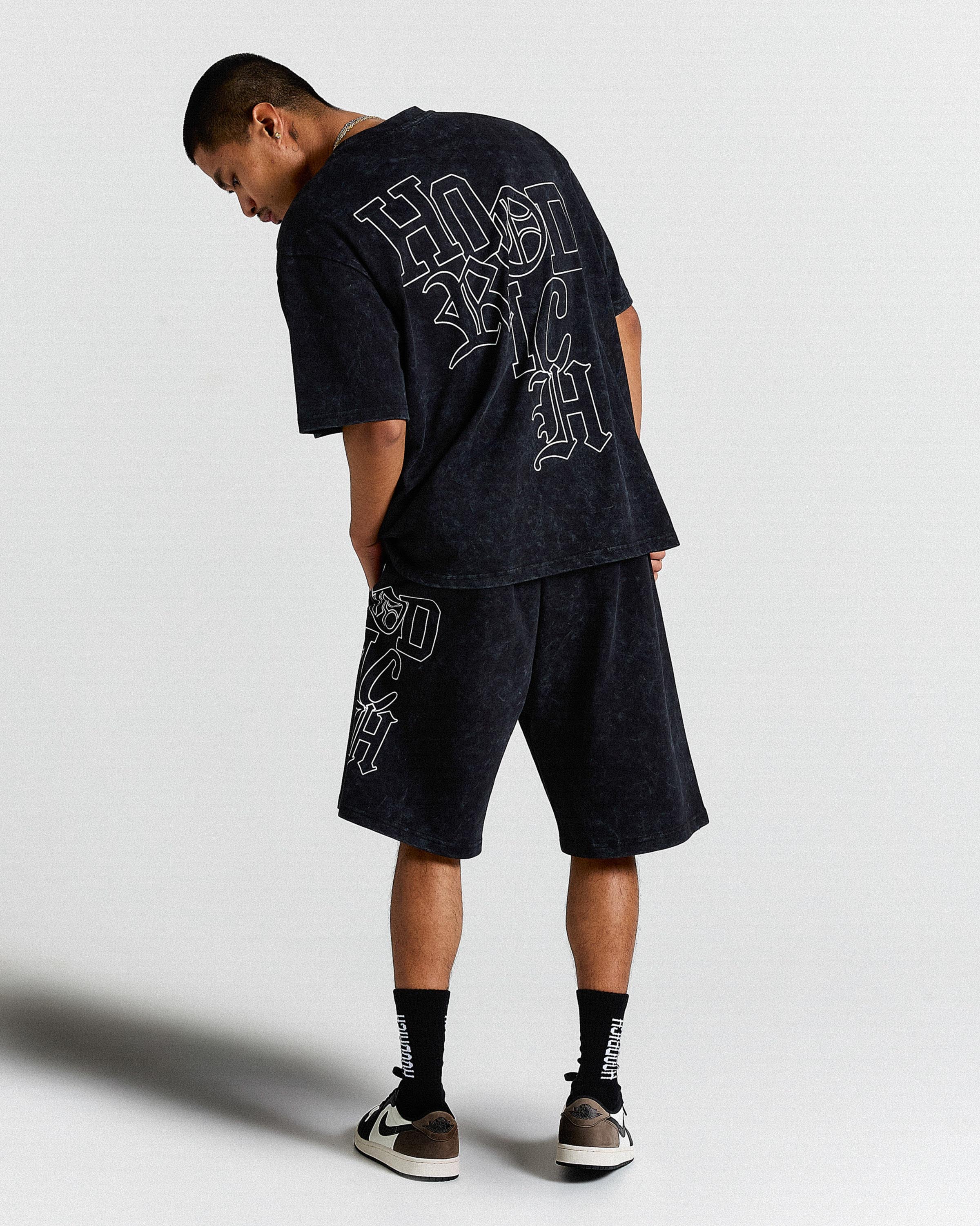 Heritage Oversized T-Shirt - Black Wash/White - Image 5