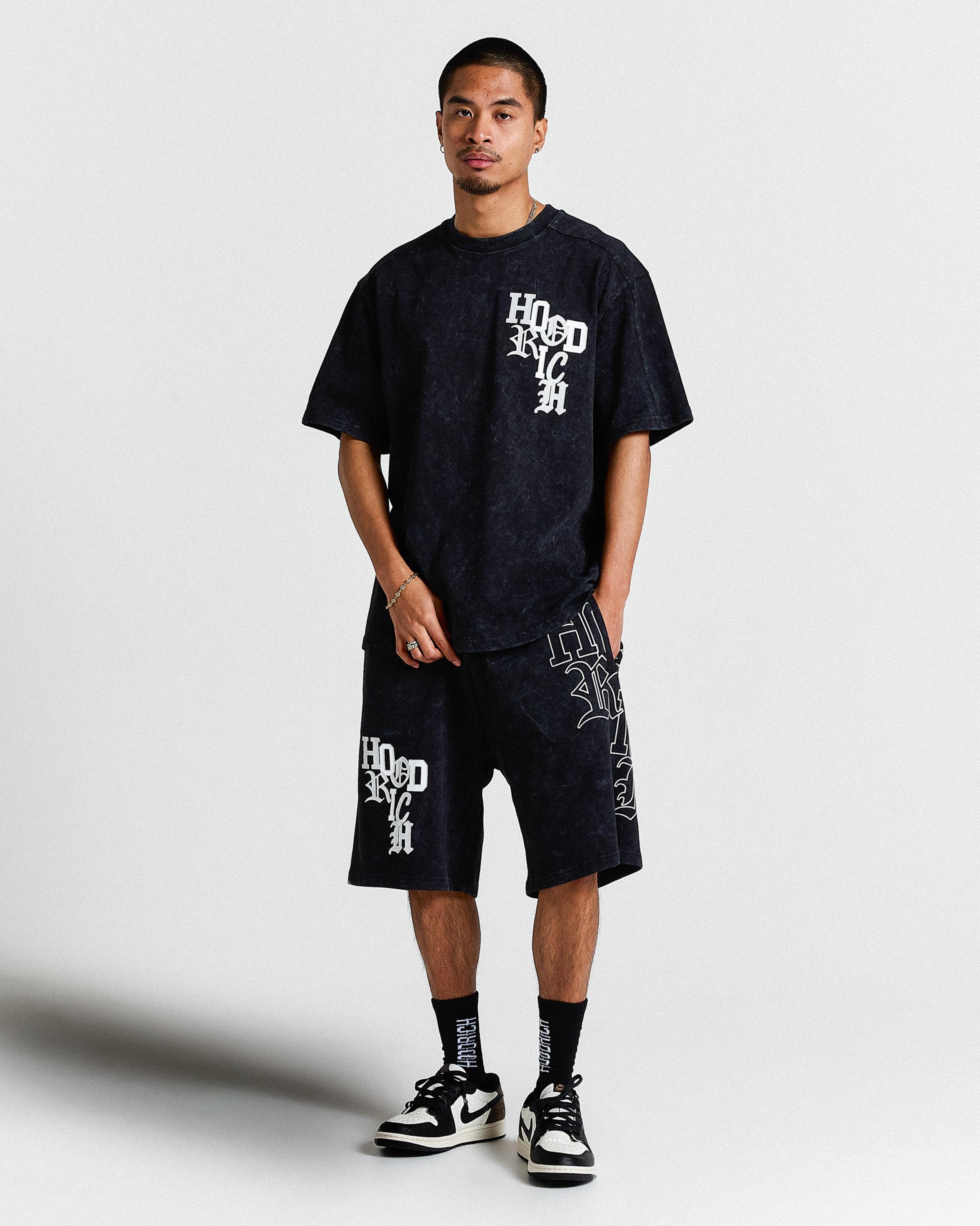 Heritage Oversized T-Shirt - Black Wash/White - Image 6