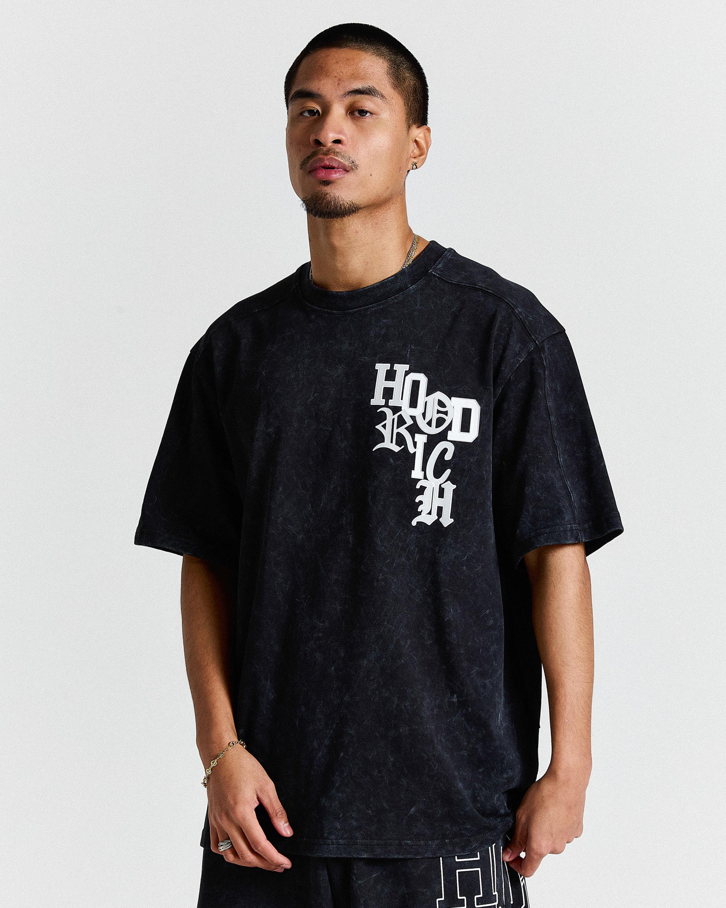Heritage Oversized T-Shirt - Black Wash/White - Image 8